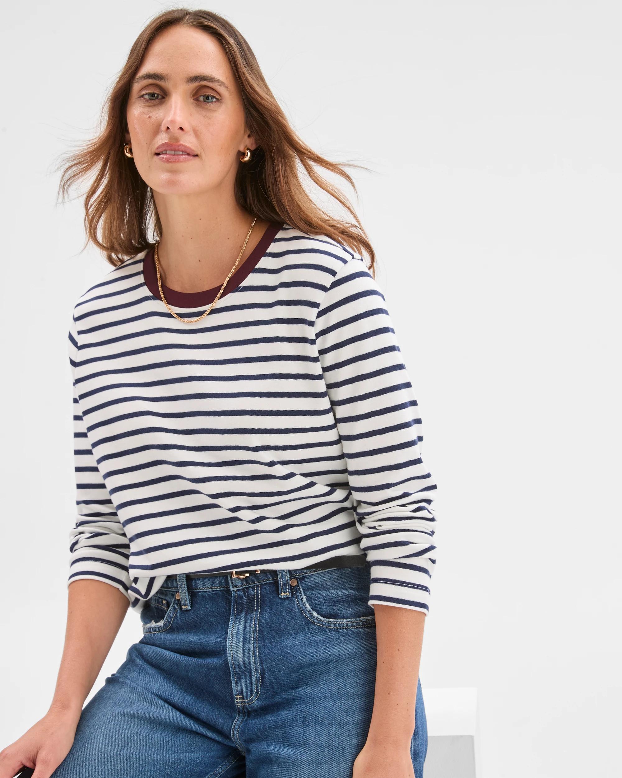 2 Target Woman Australian Cotton Classic Long Sleeve Crew Neck T-Shirt CLOUD DANCER, 2 of 7