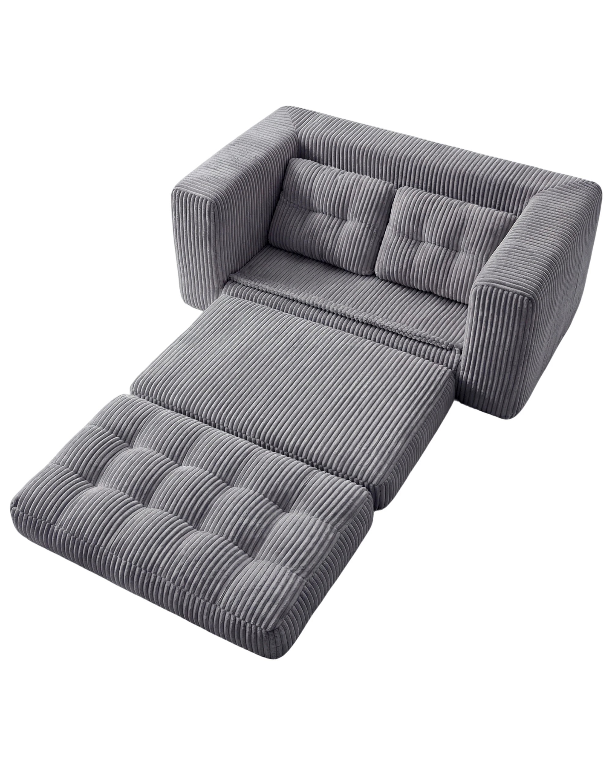 8 Advwin Folding Sofa Bed 2 in 1 Convertible Floor Loveseat Sofa Fold Out Corduroy Sleeper Couch with 2 Pillows, 8 of 10