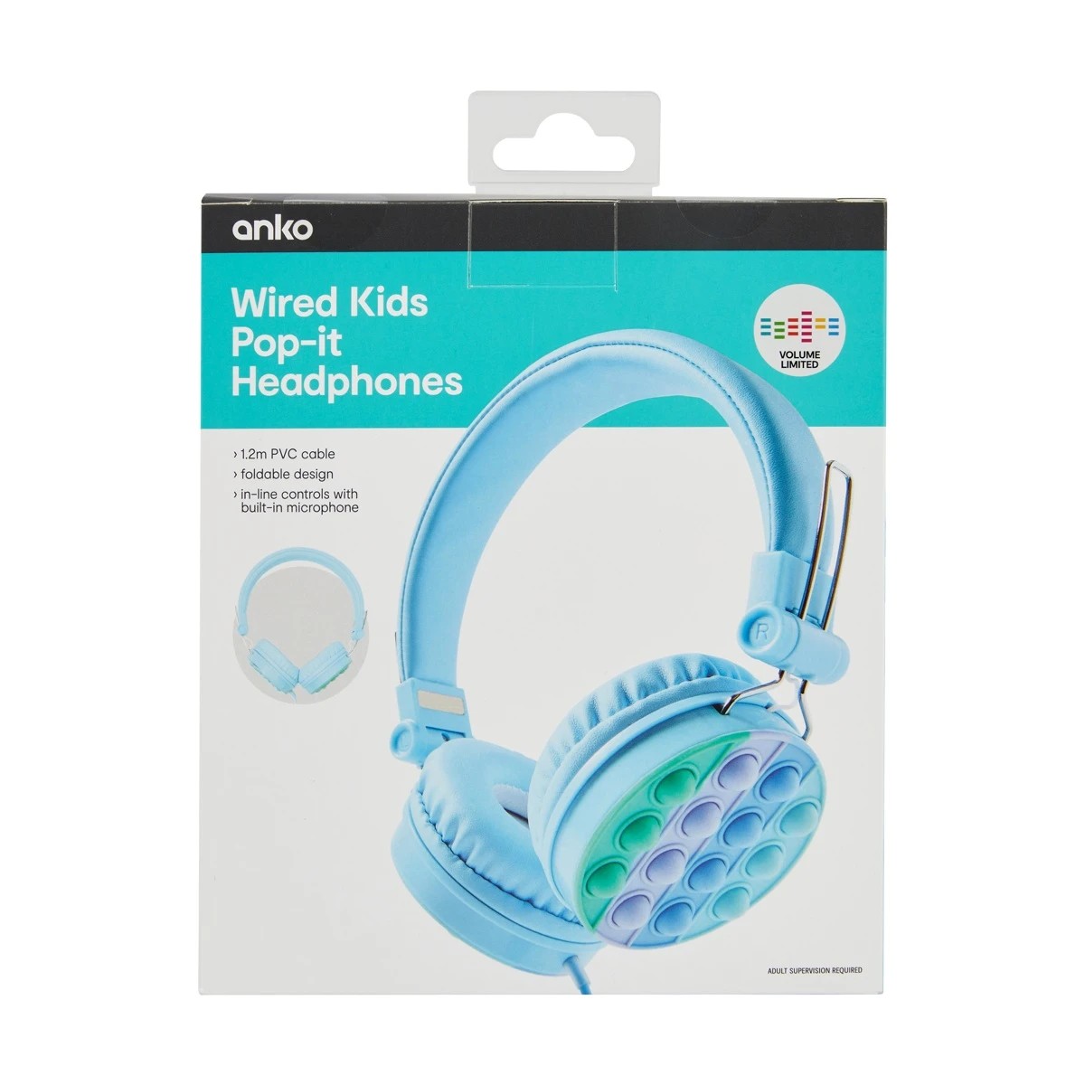 10 Wired Kids Pop-it Headphones - Blue, 10 of 10