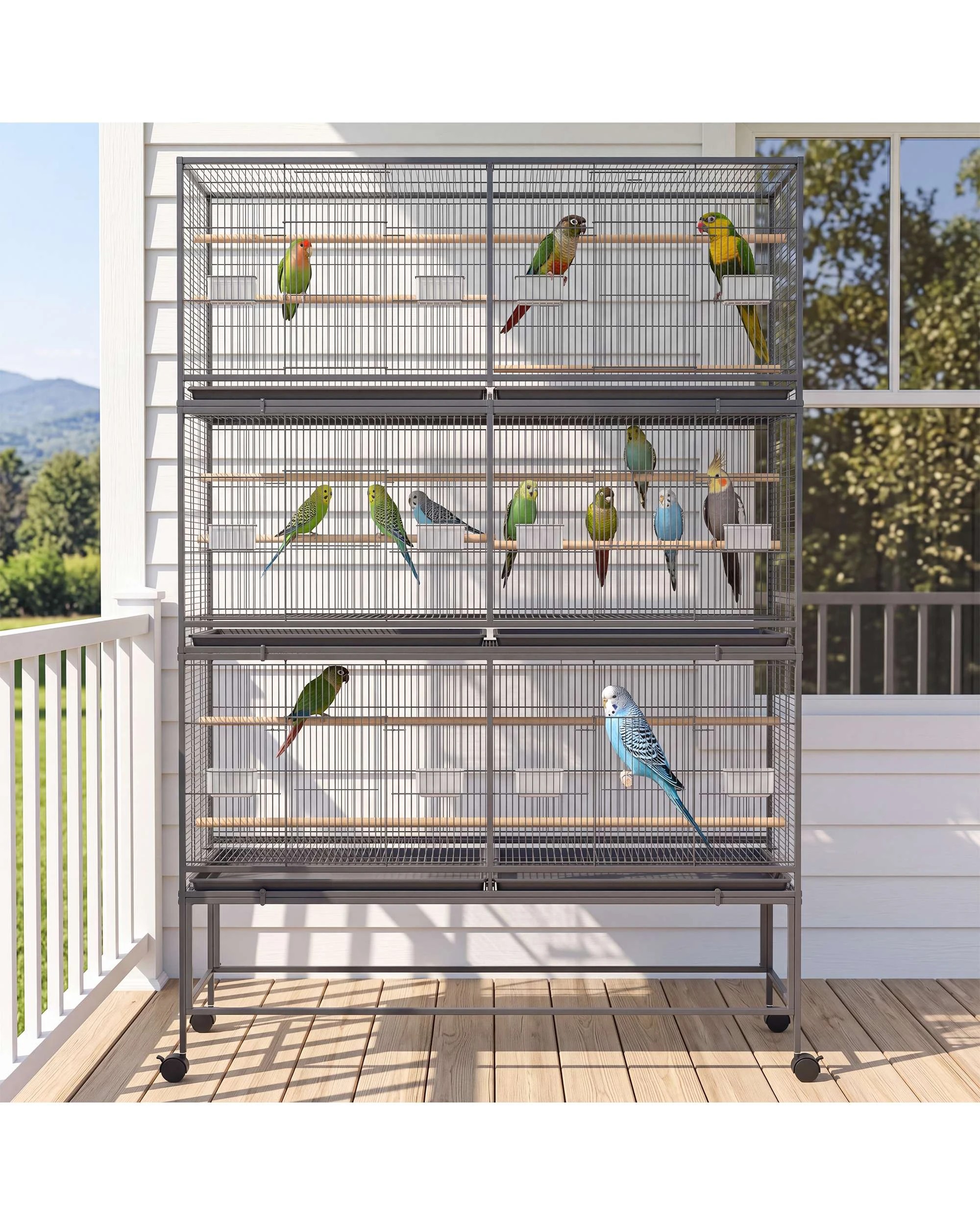 3 Advwin Large Bird Cage 3 Tier Aviary 180CM, 3 of 9