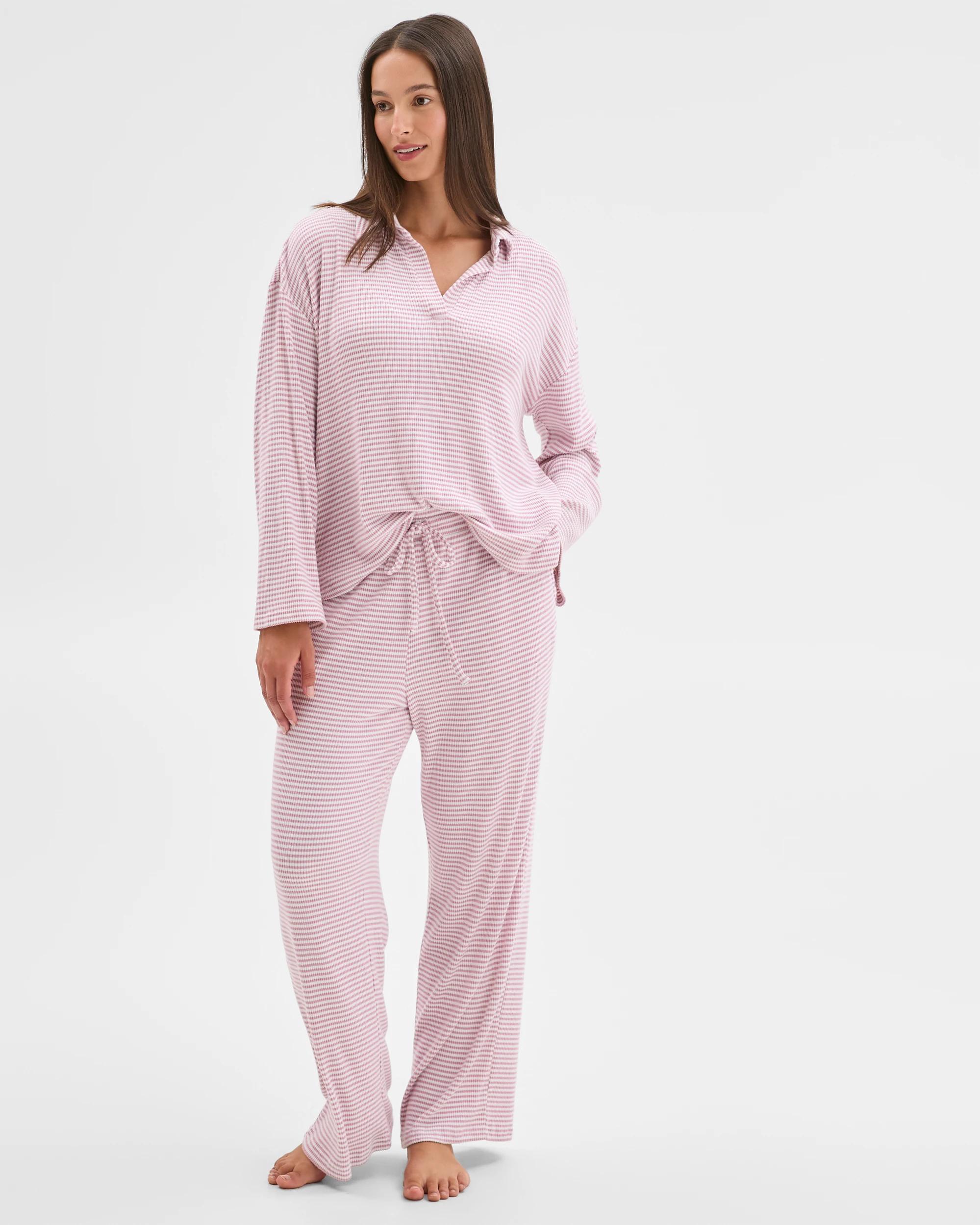 1 Target Woman Cosy Rib Wide Leg Pants PINK, 1 of 5