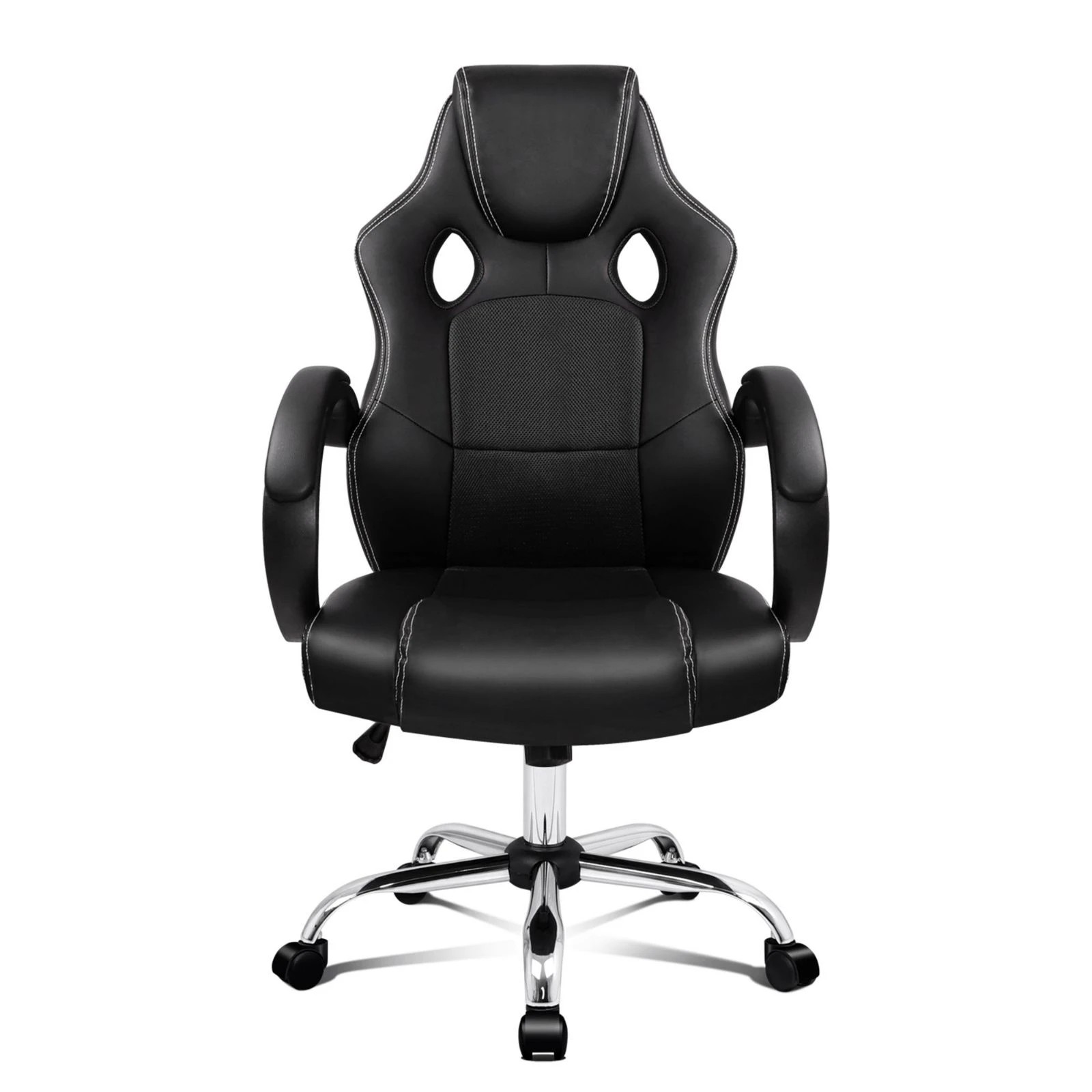 2 Alfordson Gaming Office Chair Racing Executive Computer PU Leather Mesh Seat - Black, 2 of 10
