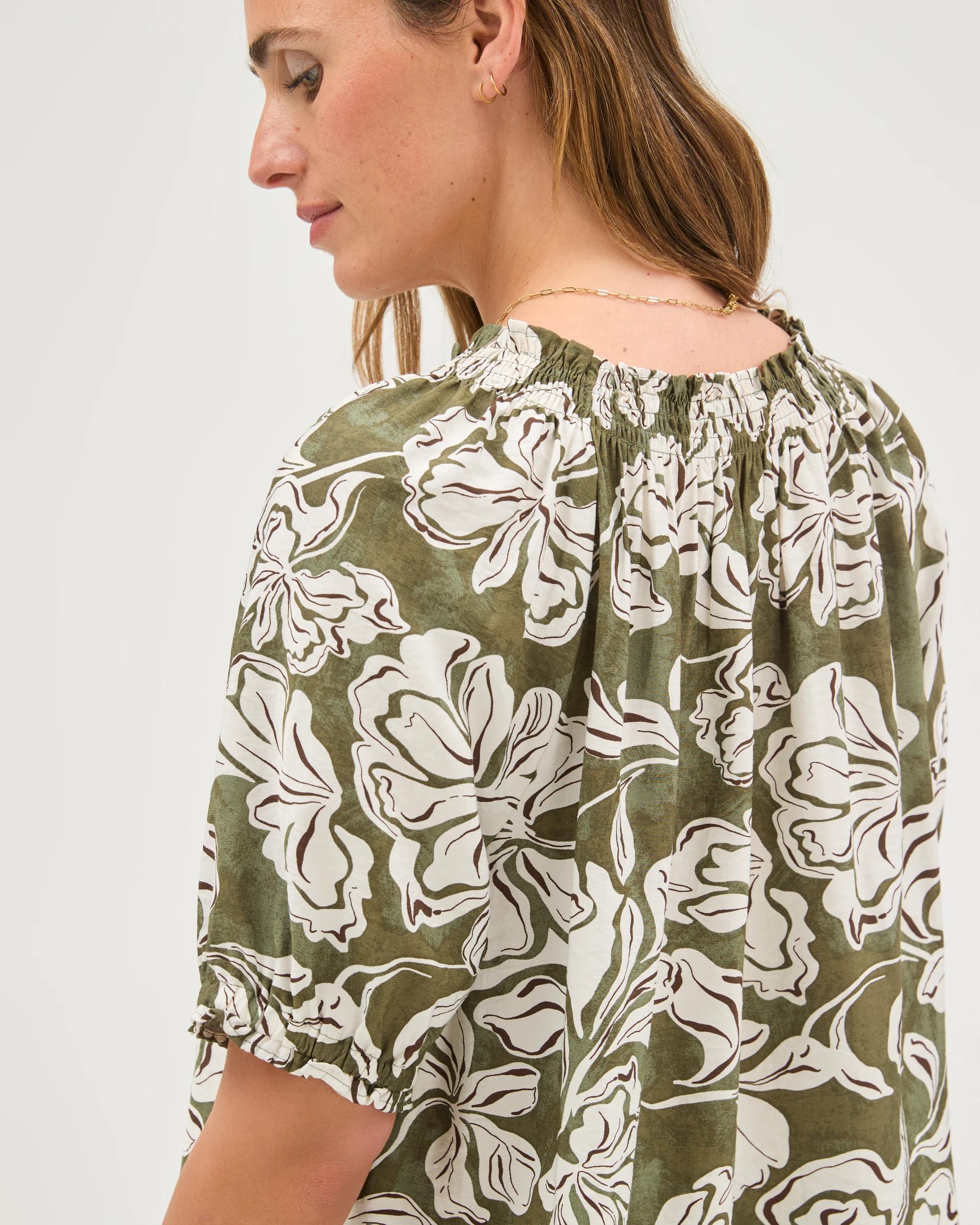 7 Target Woman Short Sleeve Shirred Neck Top PAINTED FLORAL MULTI, 7 of 7