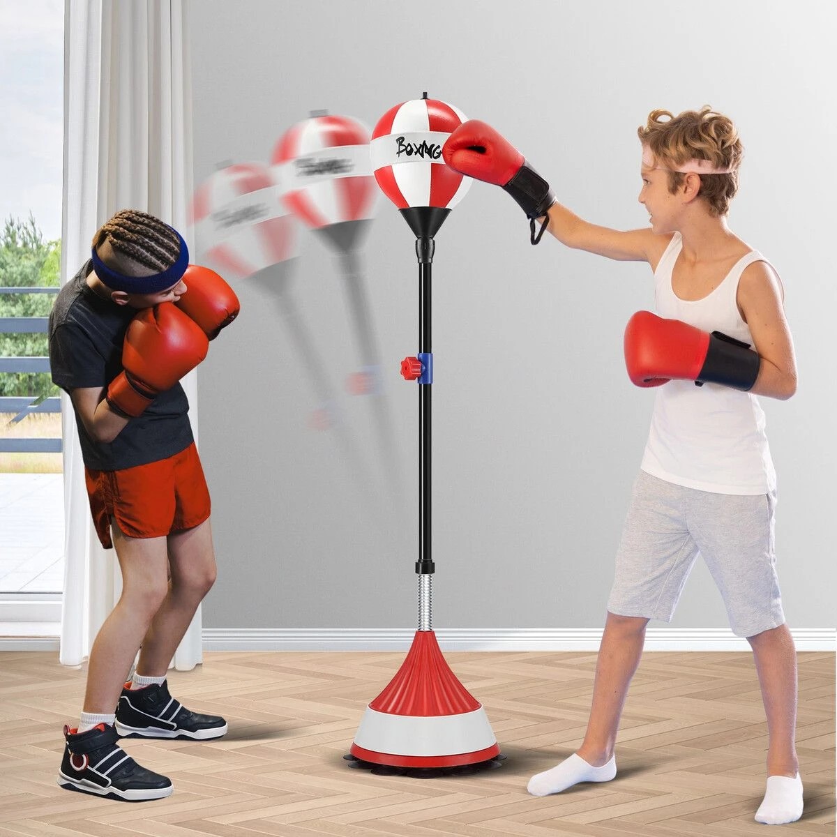 2 AUSWAY Boxing Punching Reflex Ball Stand Set Bag Speed Punch 1.25-1.65m Height, 2 of 4