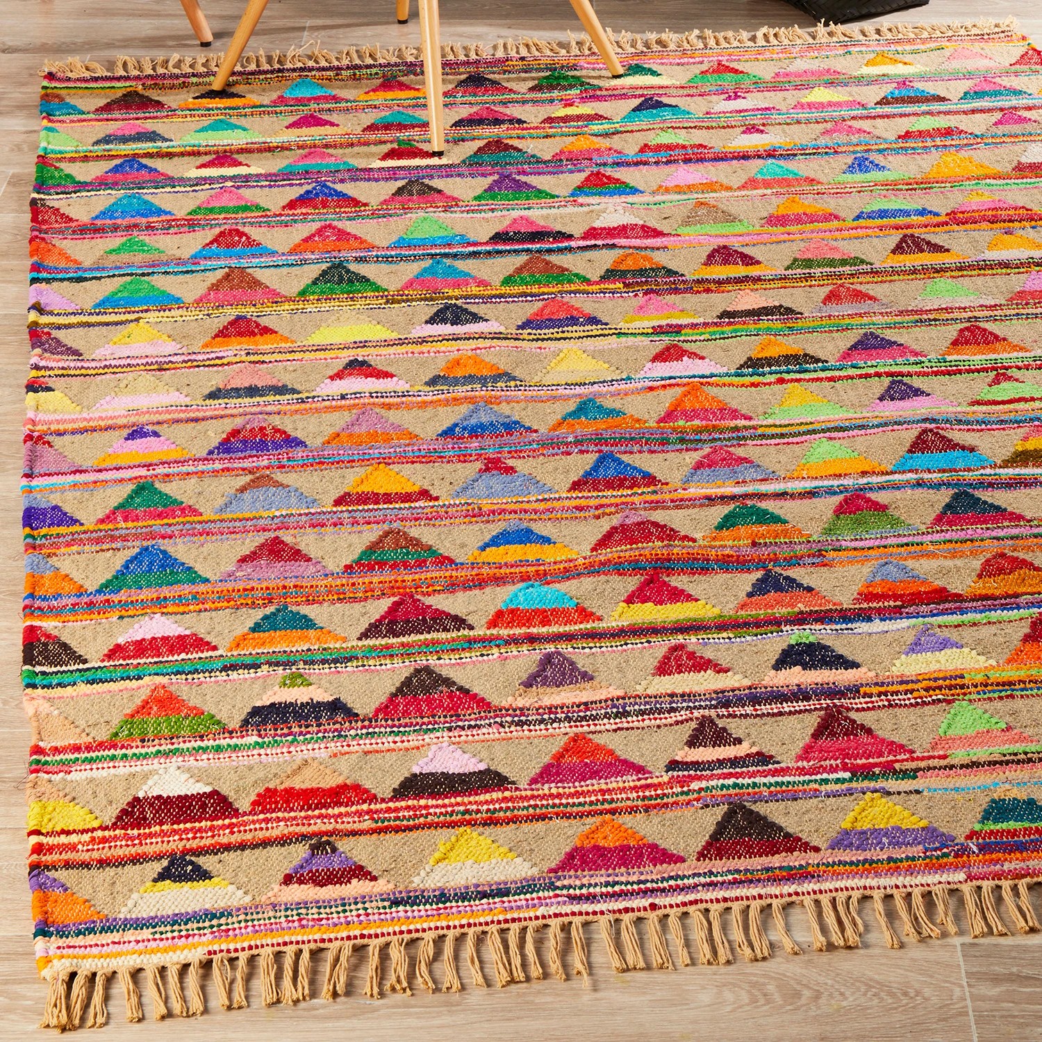 1 Common Ground Rugs Solace Bunting 270x180cm - Large Handwoven Jute Floor Rug - Natural, 1 of 7
