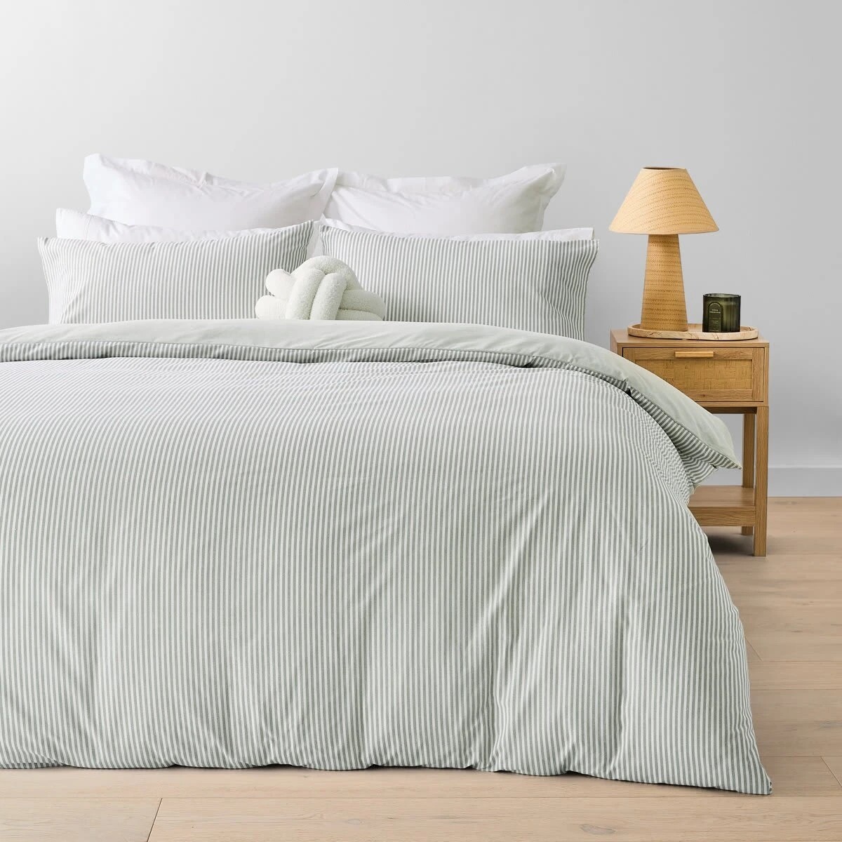 2 Chambray Cotton Rich Reversible Quilt Cover Set - Single Bed, Seagrass, 2 of 7