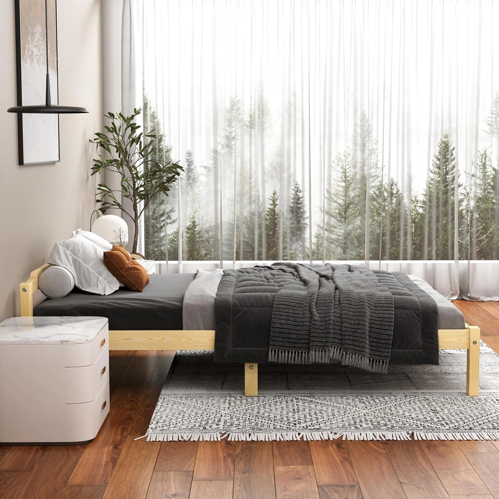 4 Alfordson Bed Frame Wooden Timber King Single Mattress Base Platform Beatrix - Natural, 4 of 10