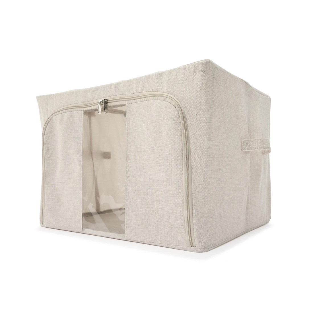 2 Linen Look Collapsible Box with Window - Large, Beige, 2 of 7