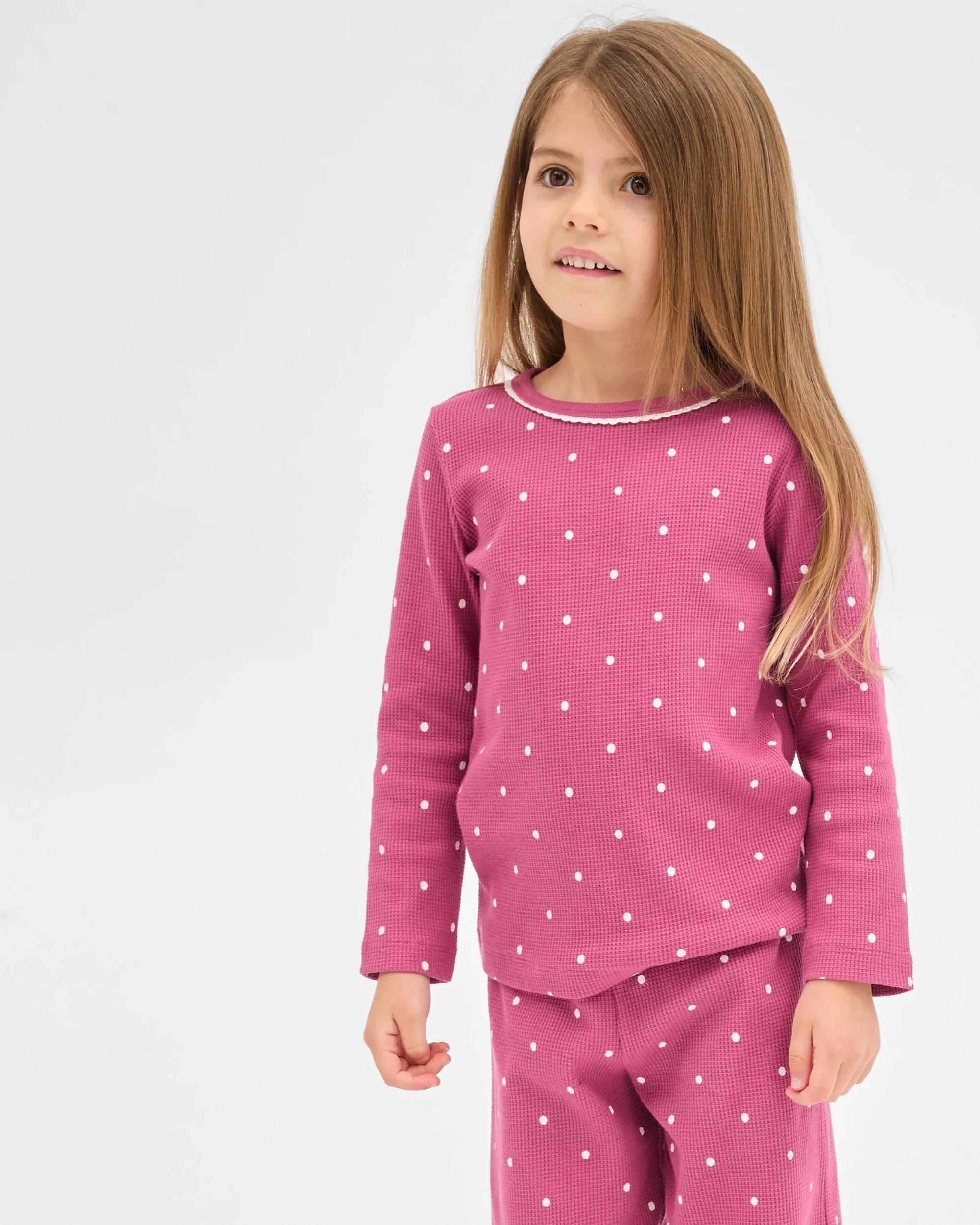 5 Target Kids Australian Cotton Younger Girls Waffle Knit Pyjama Set SPOT, 5 of 9