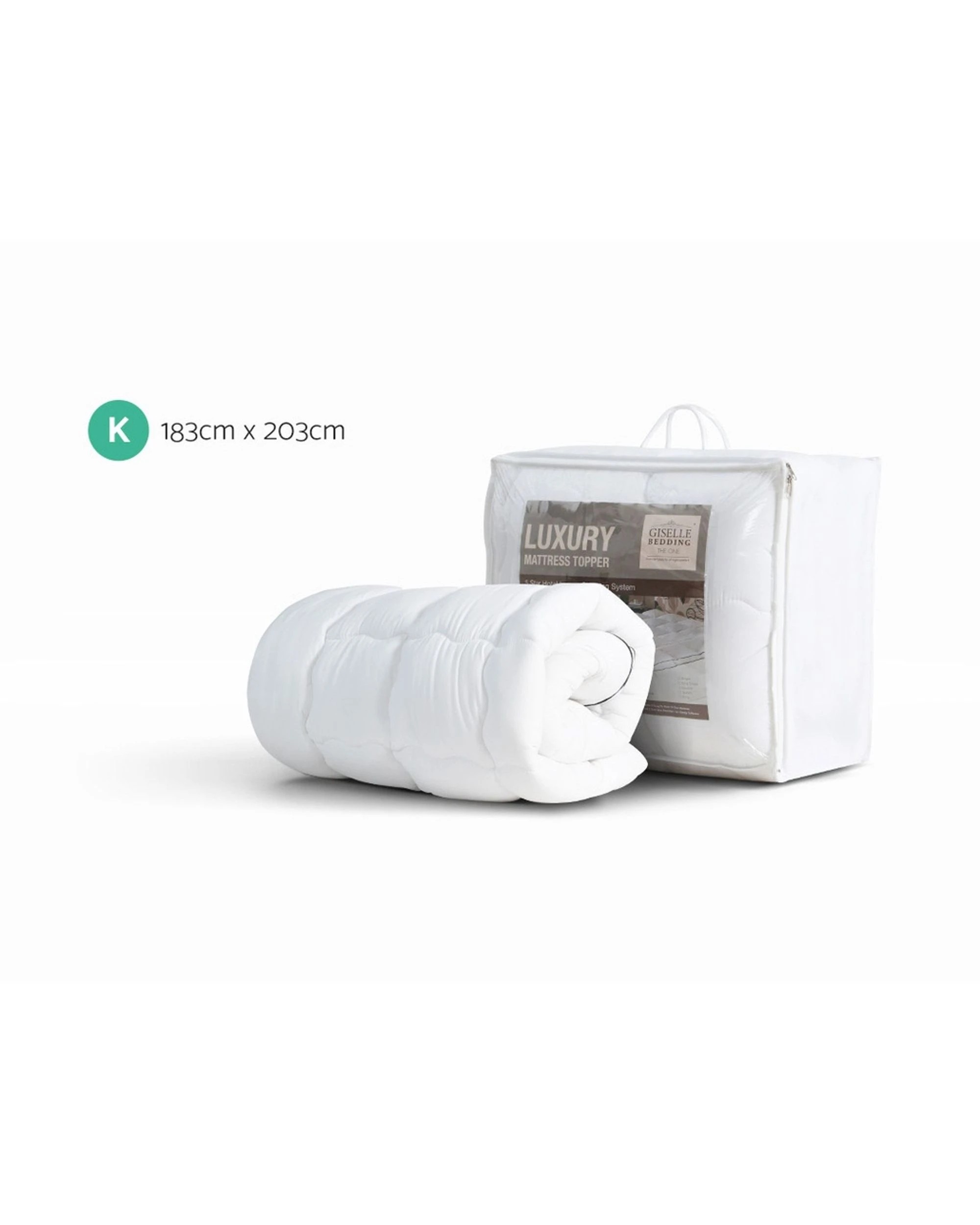 2 Giselle Bedding Mattress Topper Pillowtop Toppers Mattress Protector King
 - White, 2 of 3