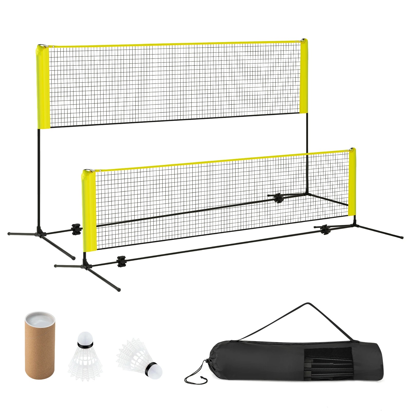 1 Costway Badminton Tennis Net Set Portable Volleyball Kit Outdoor Fitness Sports Exercise Training - Yellow, 1 of 1