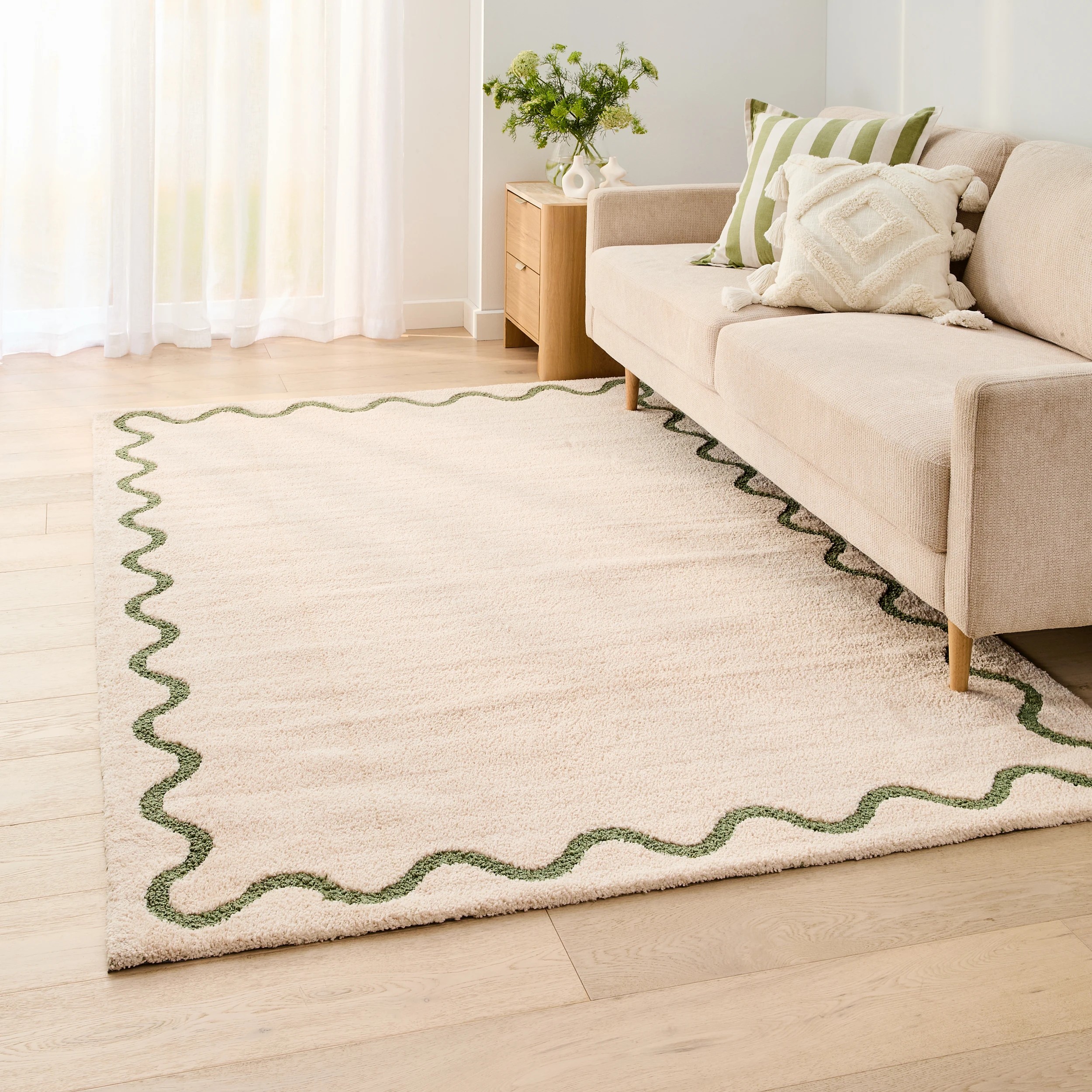 1 Olive Wave Rug - Large - 235cm x 160cm, 1 of 8
