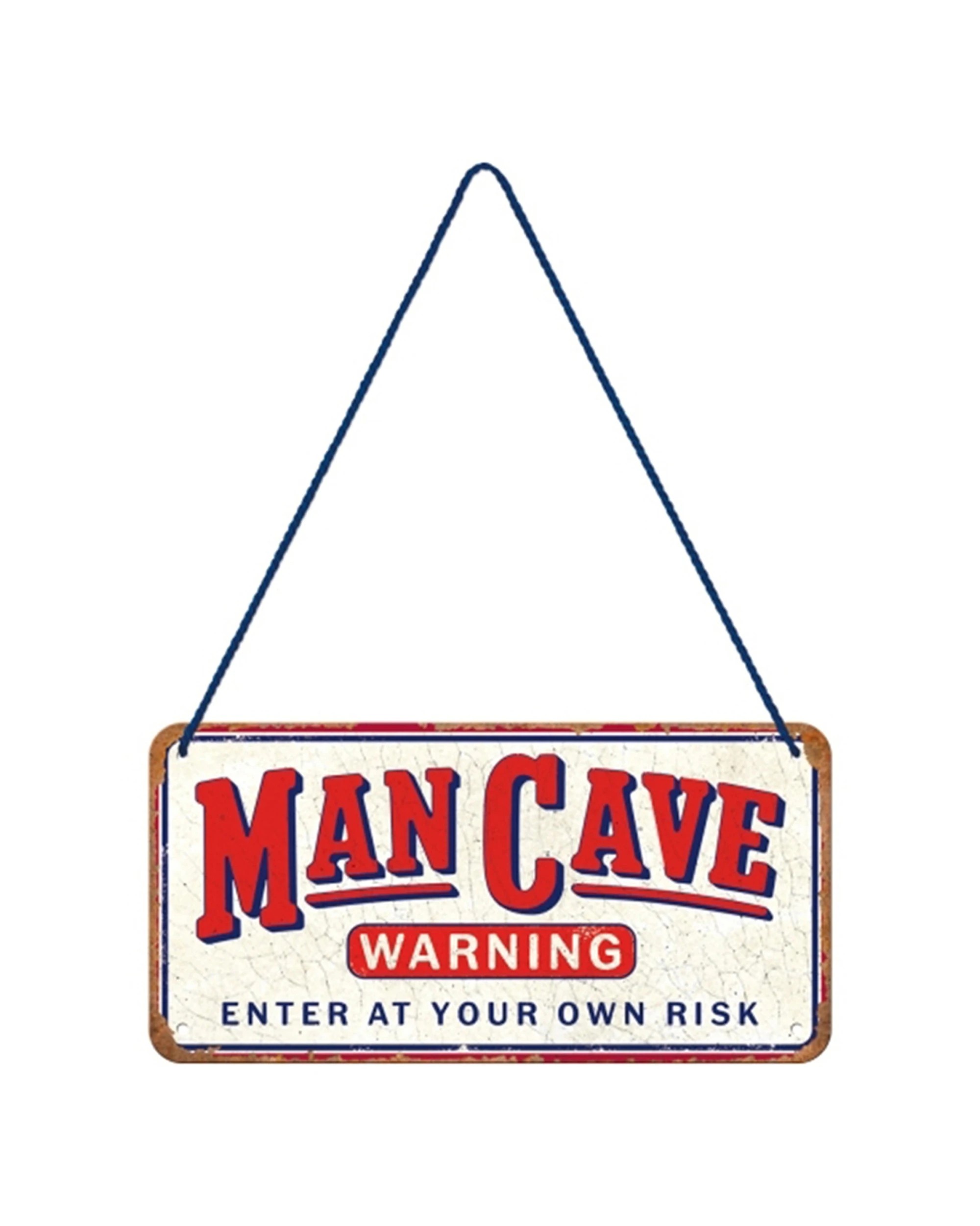 1 Nostalgic-Art Metal Hanging Sign 10x20cm Wall Decor - Man Cave Warning - Red, 1 of 1