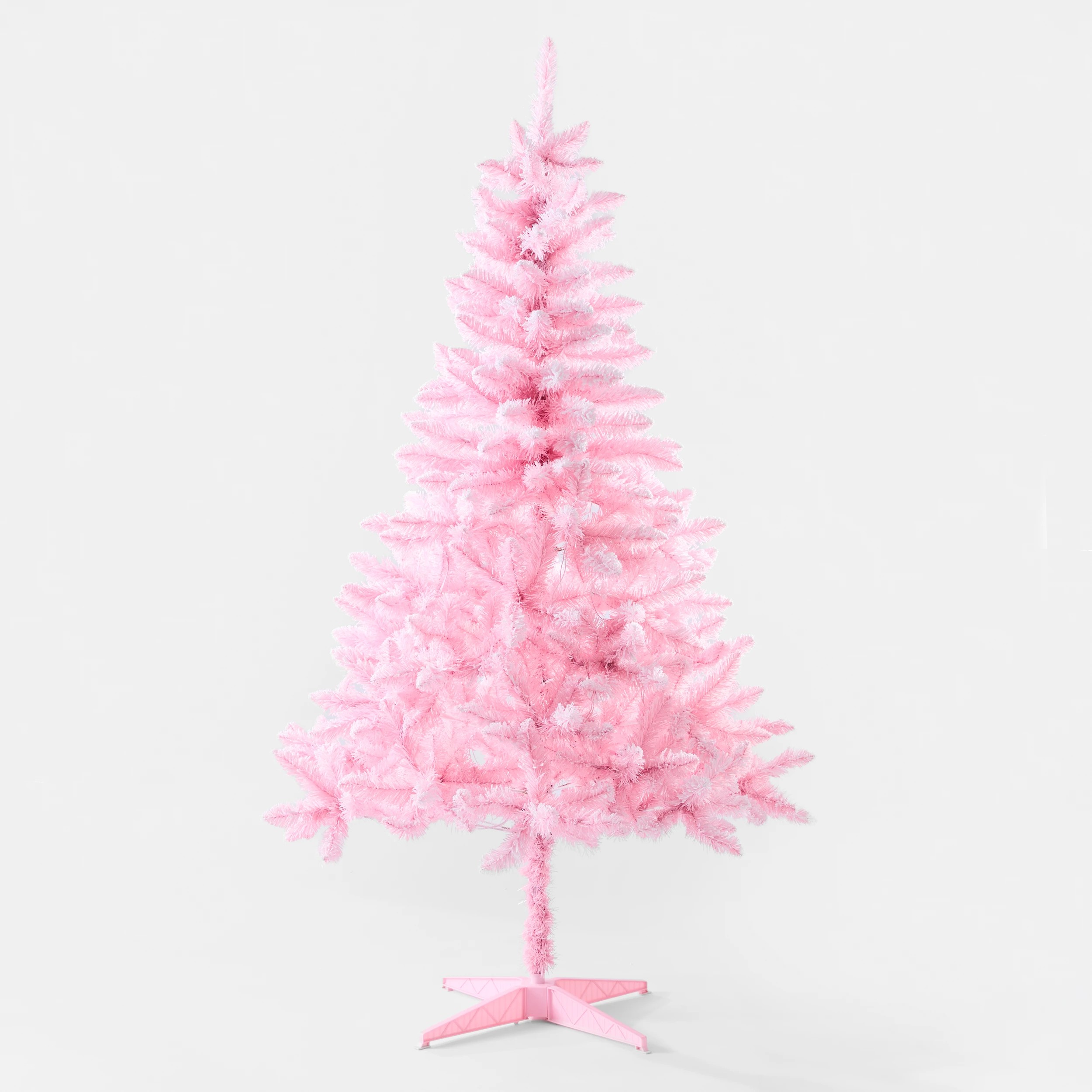2 1.82m (6ft) Flocked Pink Prelit Christmas Tree, 2 of 8