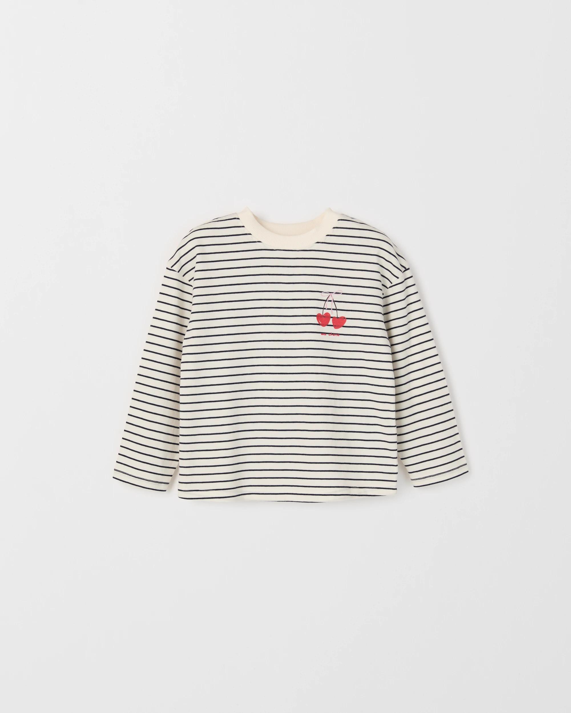 1 Target Kids Australian Cotton Long Sleeve T-Shirt STRIPE AOP AND CHERRY PLACEMENT, 1 of 1