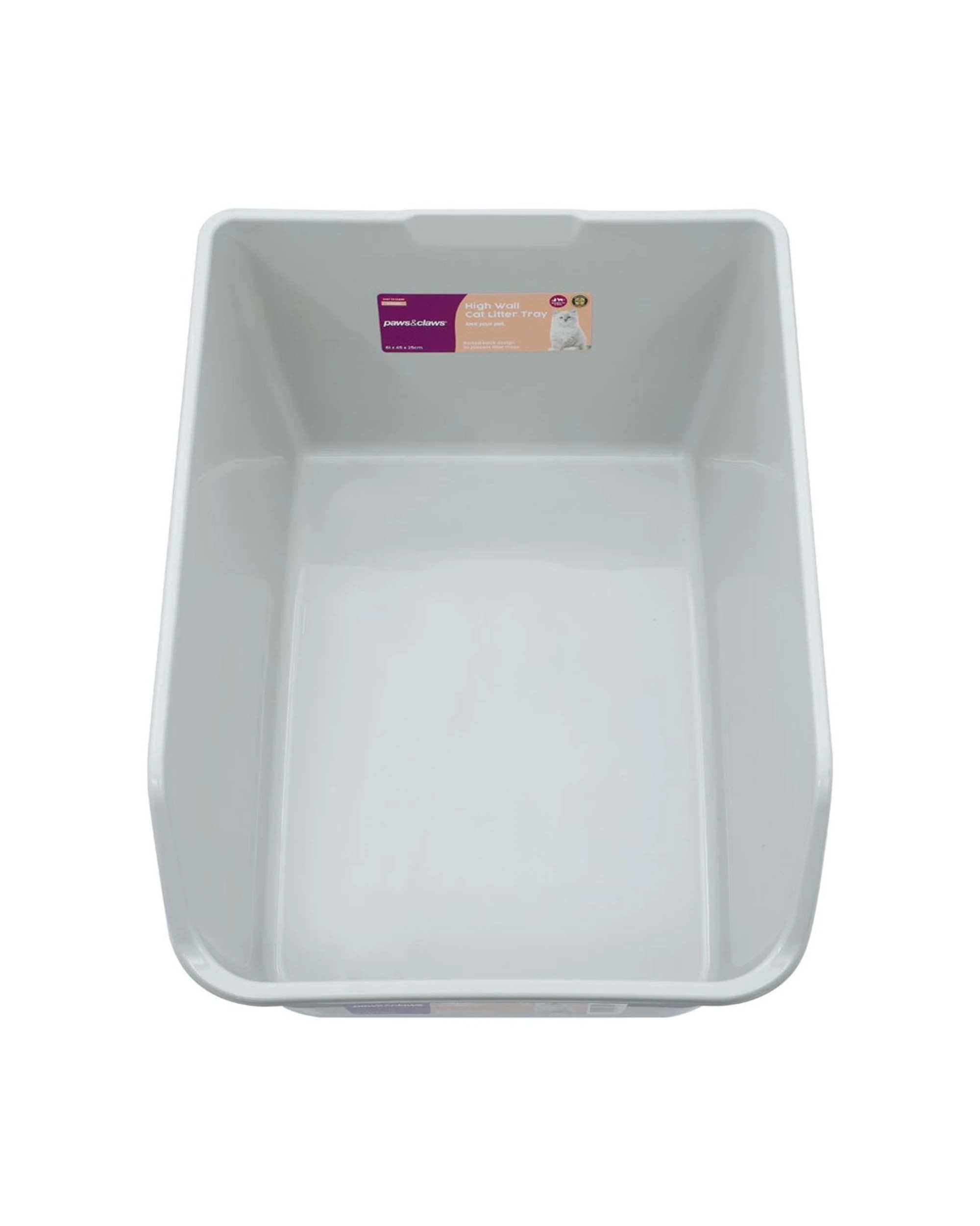 2 Paws And Claws High Wall 61cm Cat Litter Tray Raised Back Grey Suitable For Two Cats.
 - Grey, 2 of 4