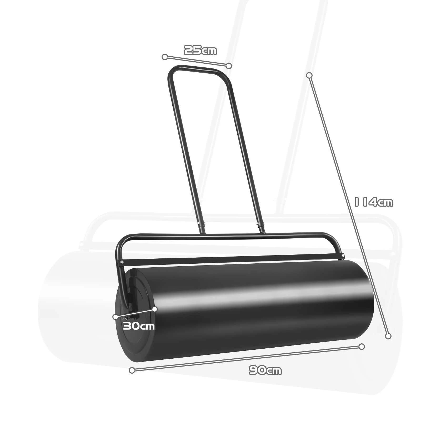 3 Costway 63L Lawn Roller Heavy-Duty Metal Push/Pull Yard Roller Water & Sand Filled - Black, 3 of 3