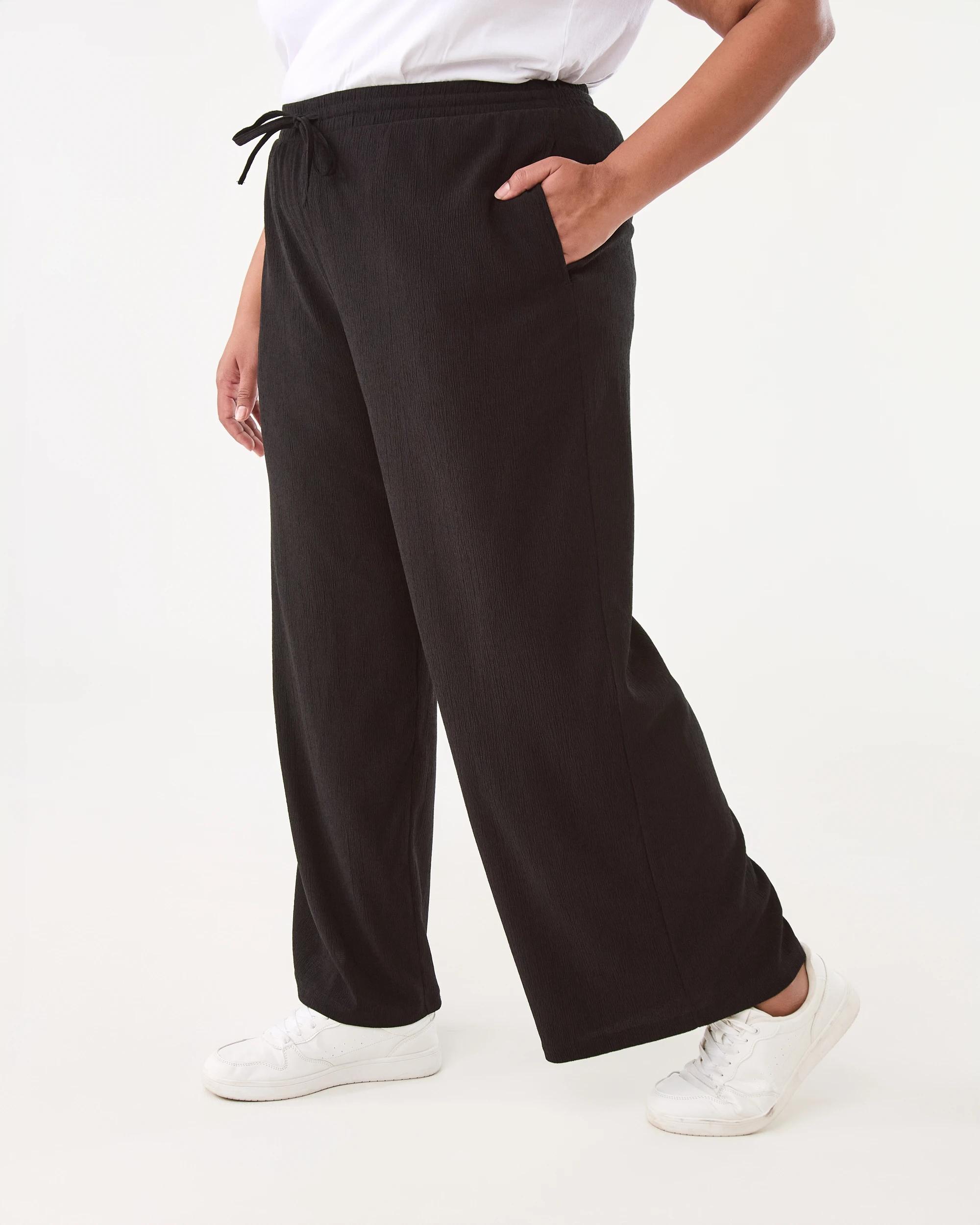 2 Curve Textured Wide Leg Pants Black, 2 of 5