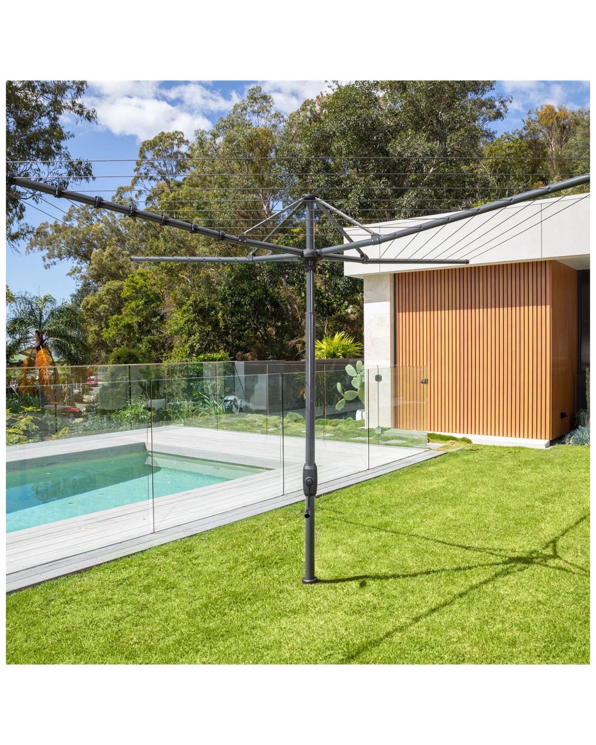 5 Hills 8 Line Rotary Galv Steel Clothesline Outdoor 58m Drying Space Monument
 - Natural, 5 of 5