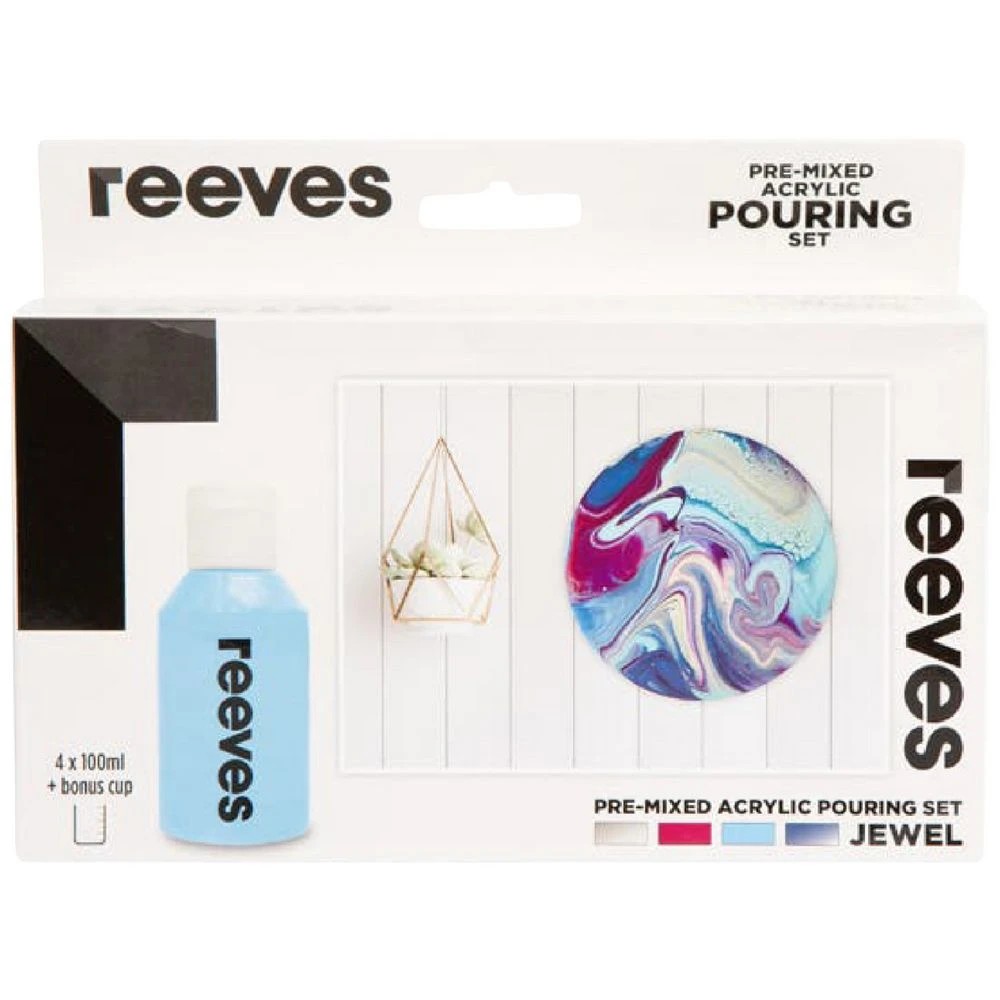 1 Reeves Pre-mixed Acrylic Paint Pouring 4 Pack Jewel, 1 of 1