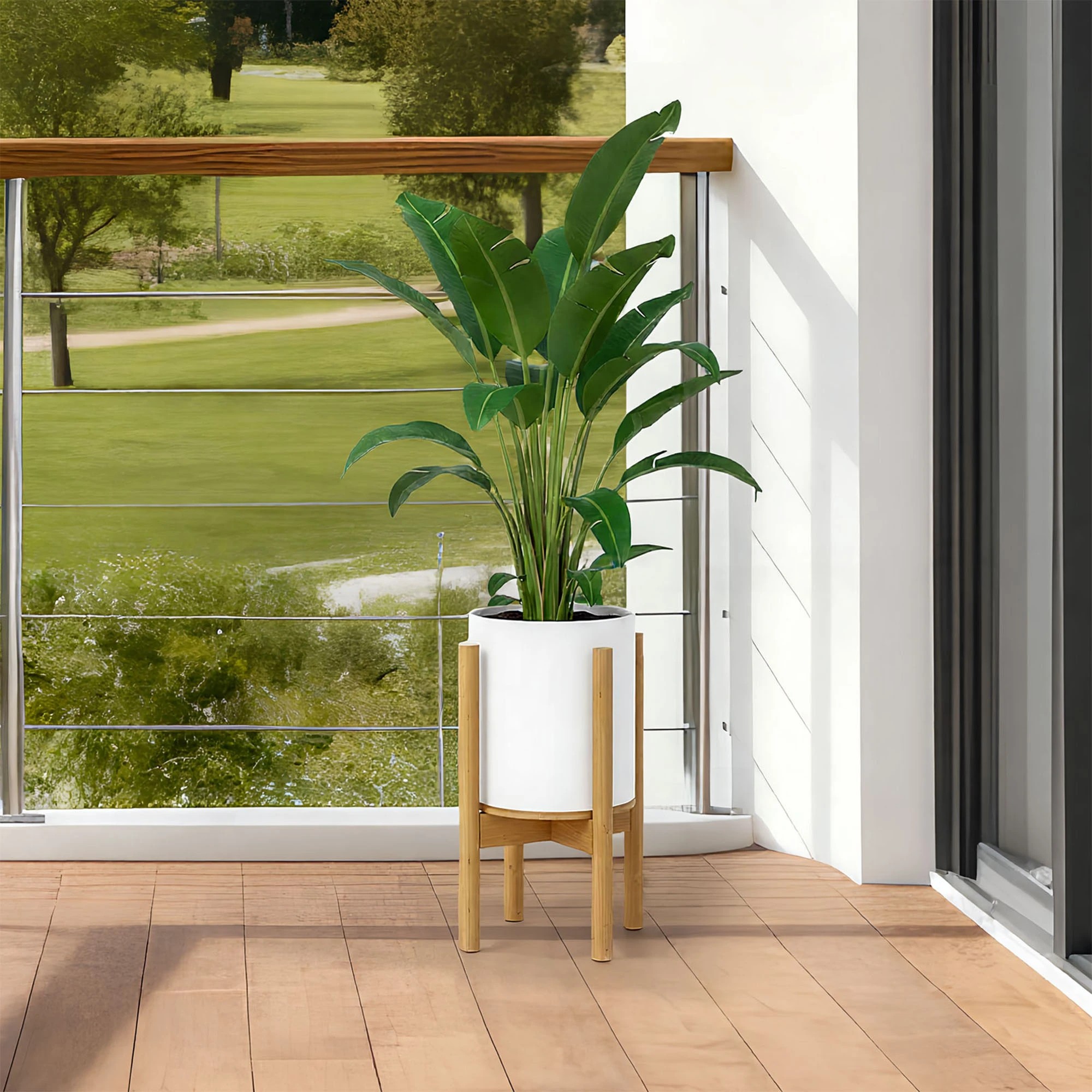 8 Levede Bamboo Indoor Plant Stand with Adjustable Tray - Natural, 8 of 9