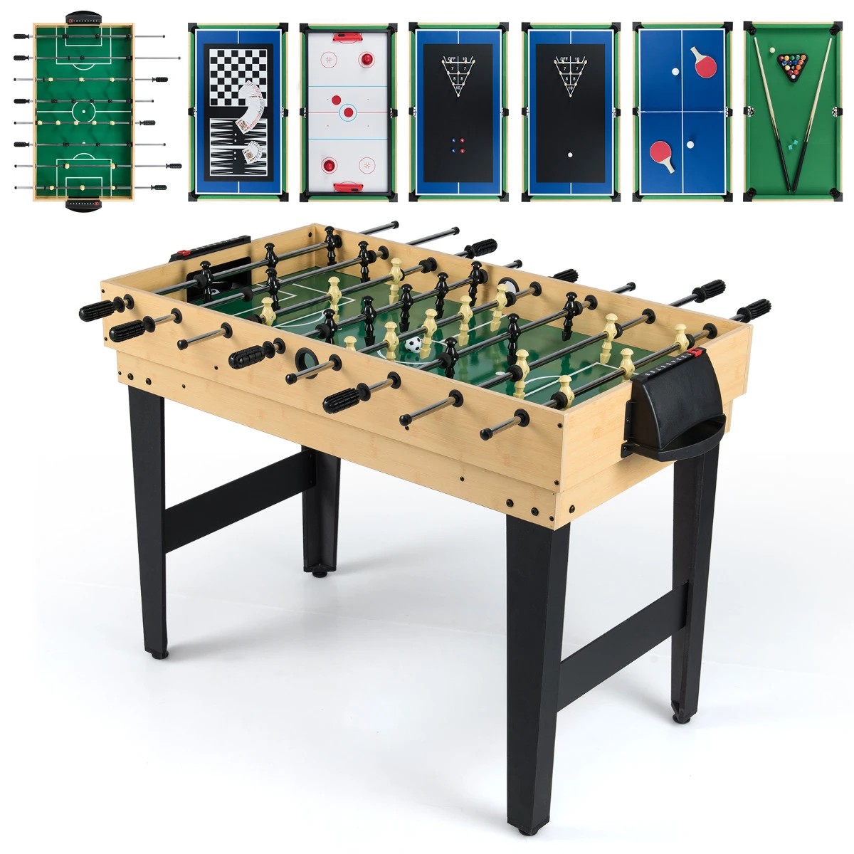 1 Costway 10-in-1 Combo Game Table Set Multi Game Table w/Foosball Stackable Combination Table Set, 1 of 1