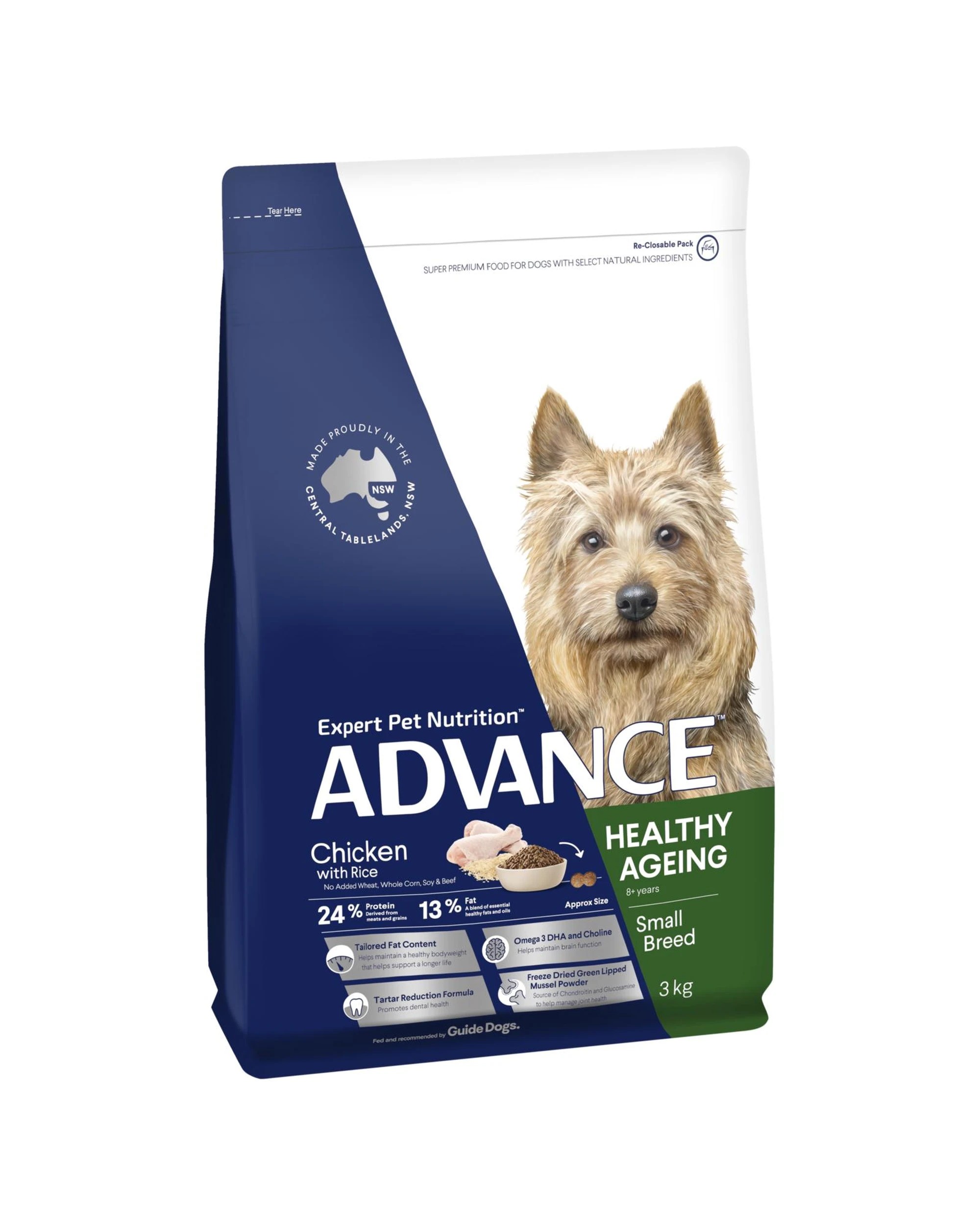 1 Advance Mature 8+ Small Breed Healthy Ageing Dry Dog Food Chicken w/ Rice 3kg, 1 of 3