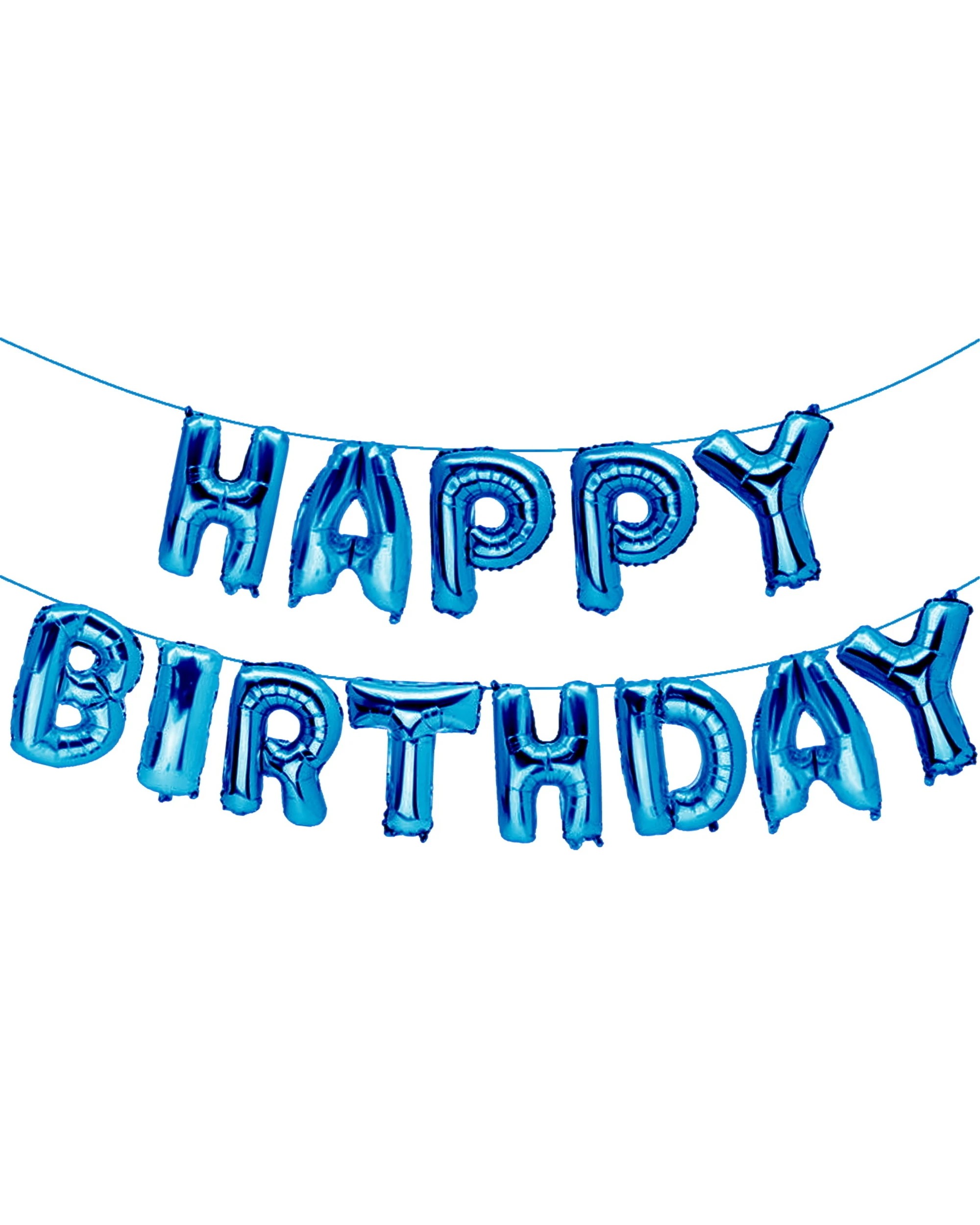 1 Partyrama Blue Happy Birthday Foil Letter Balloon Banner Air Fill - Blue, 1 of 1