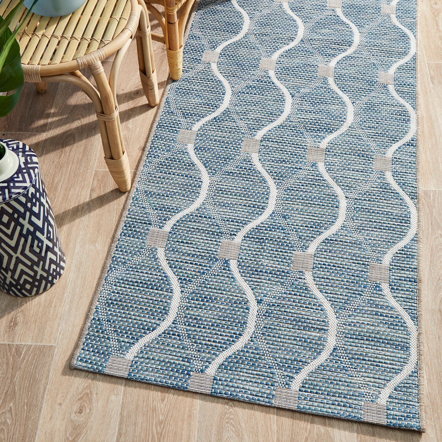 2 Common Ground Rugs Portico 5501 Outdoor 300x80cm Runner - Medium Pet Friendly Rug - Blue, 2 of 7