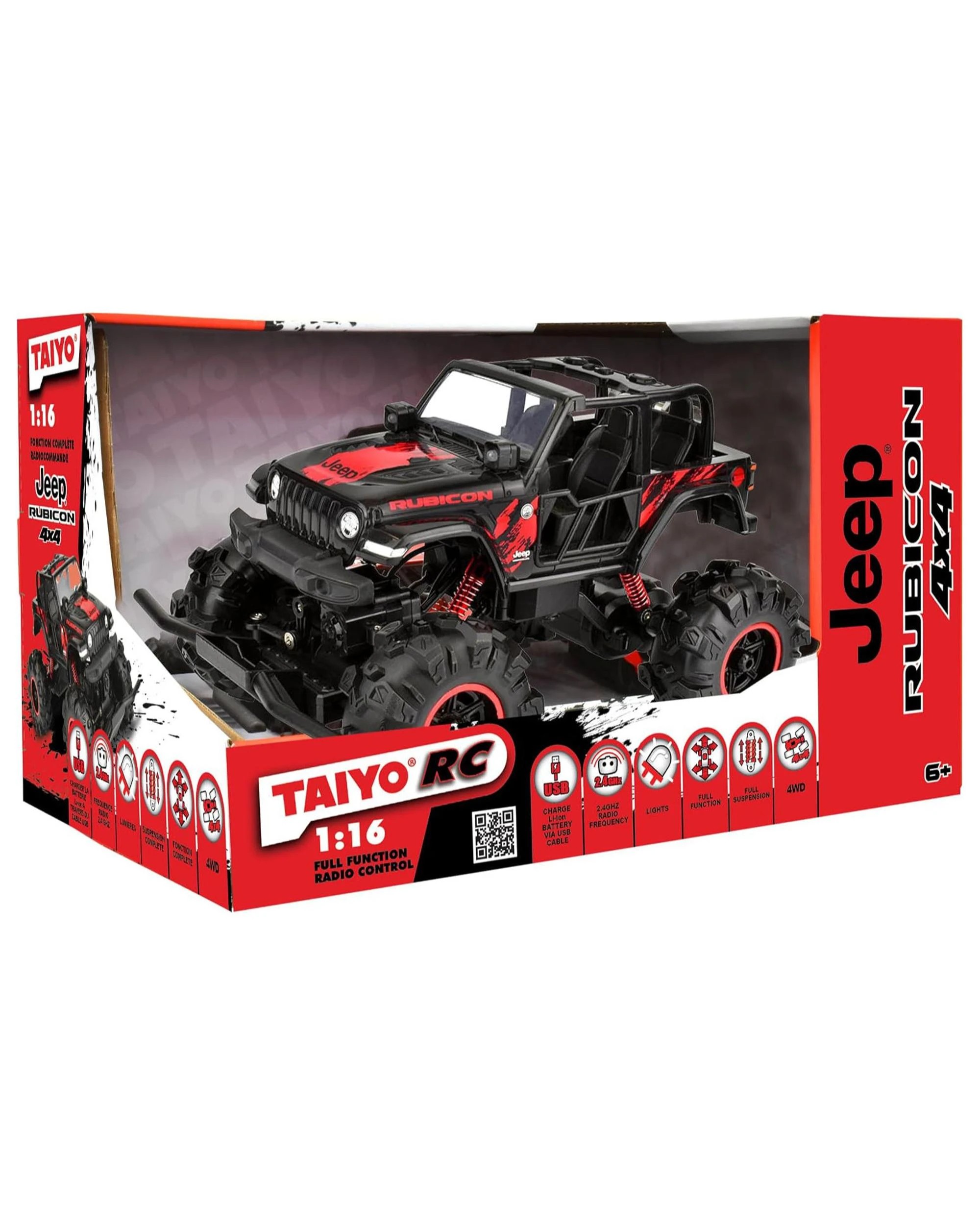1 TAIYO RC Jeep Wrangler Rubicon 4WD 1:16 Scale Remote Control Vehicle, 1 of 2