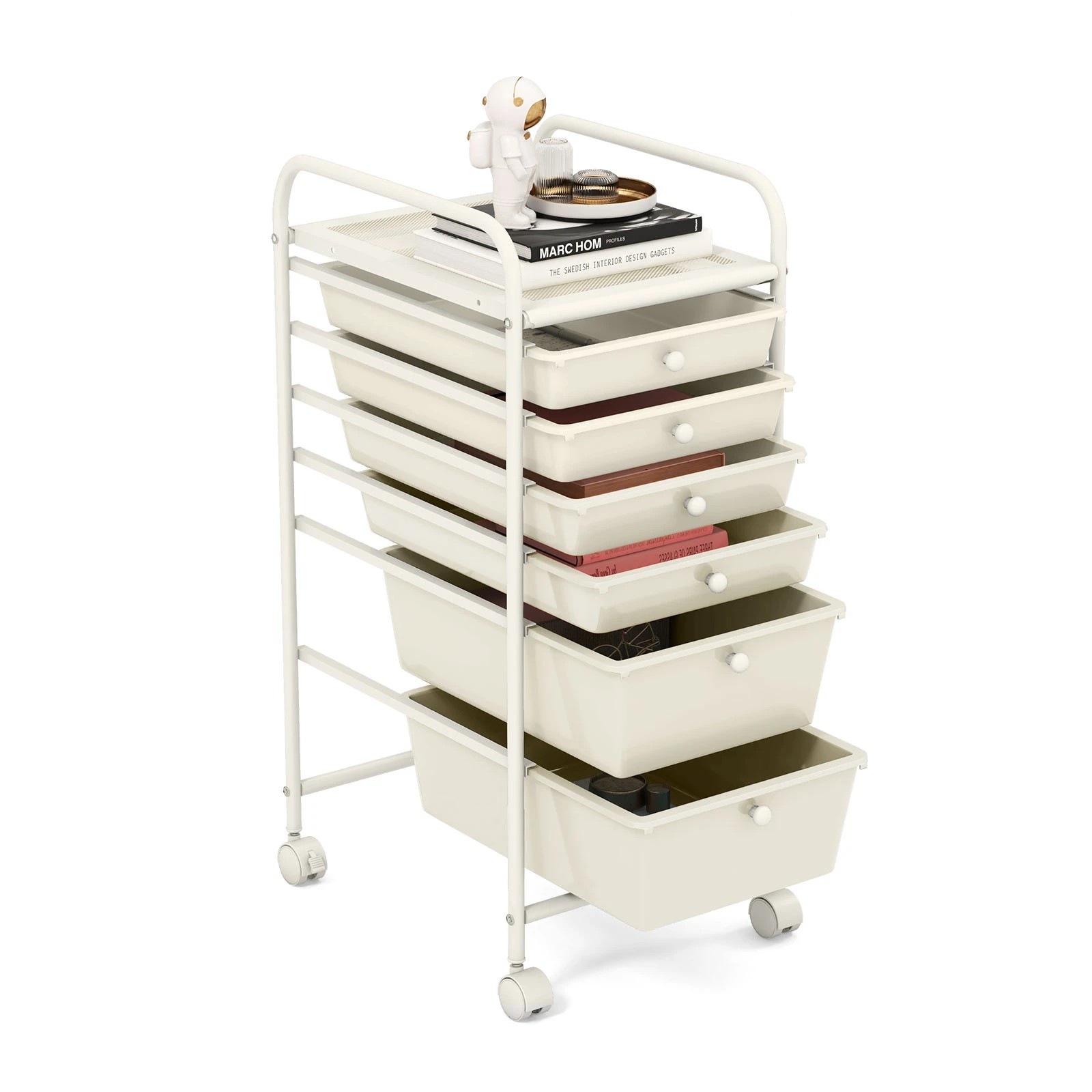 7 Costway 6 Drawers Rolling Storage Cart Mobile Utility Trolley - White, 7 of 7
