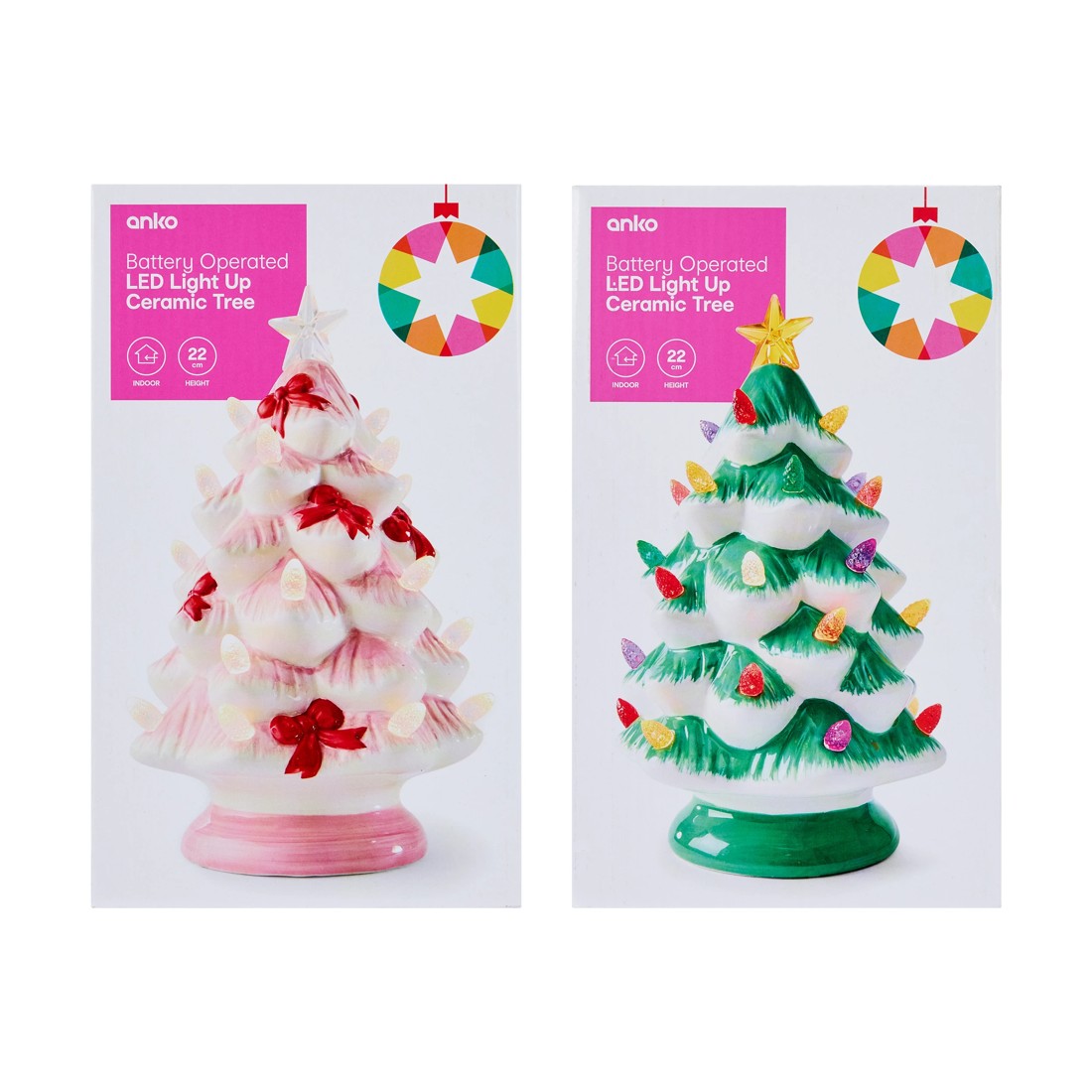 9 Battery Operated LED Light Up Ceramic Tree - Assorted, 9 of 10
