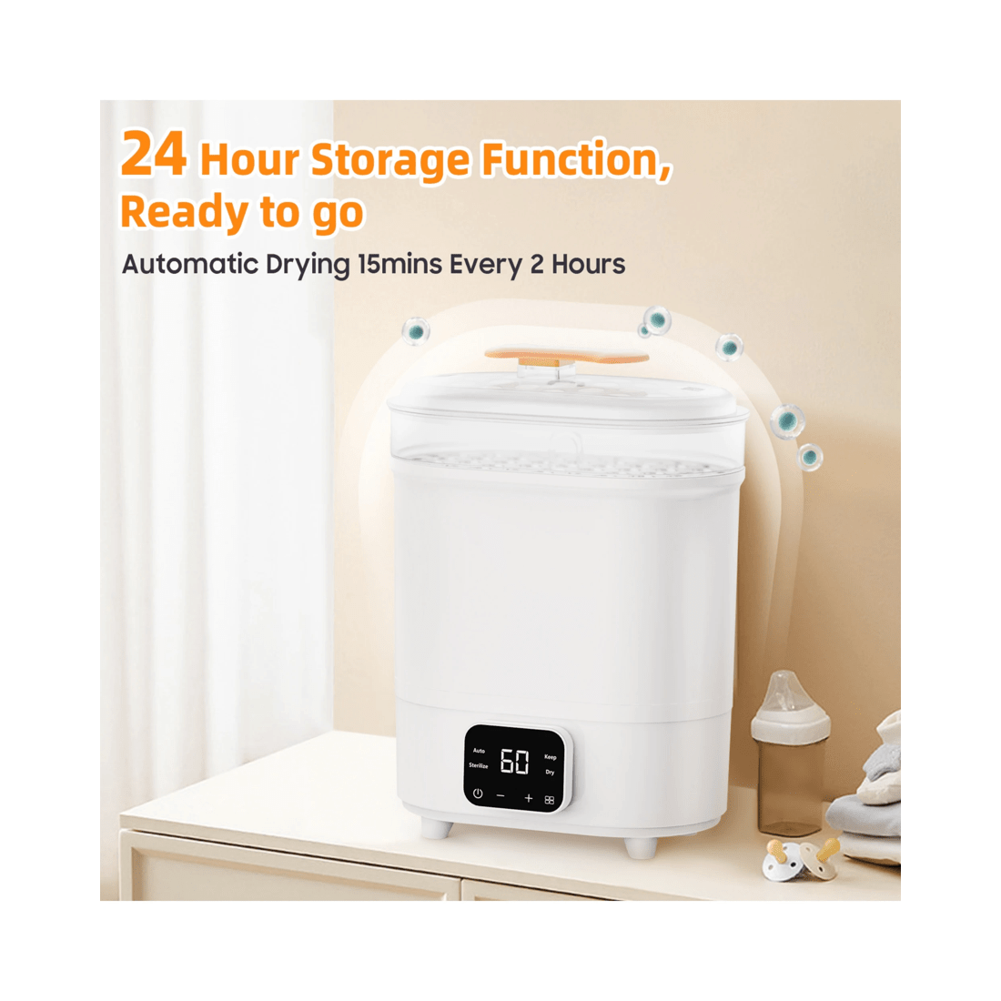 3 Advwin 4-in-1 Baby Bottle Sterilizer and Dryer, Universal Fit For All Baby Items,breast Pump Accessories, 3 of 8