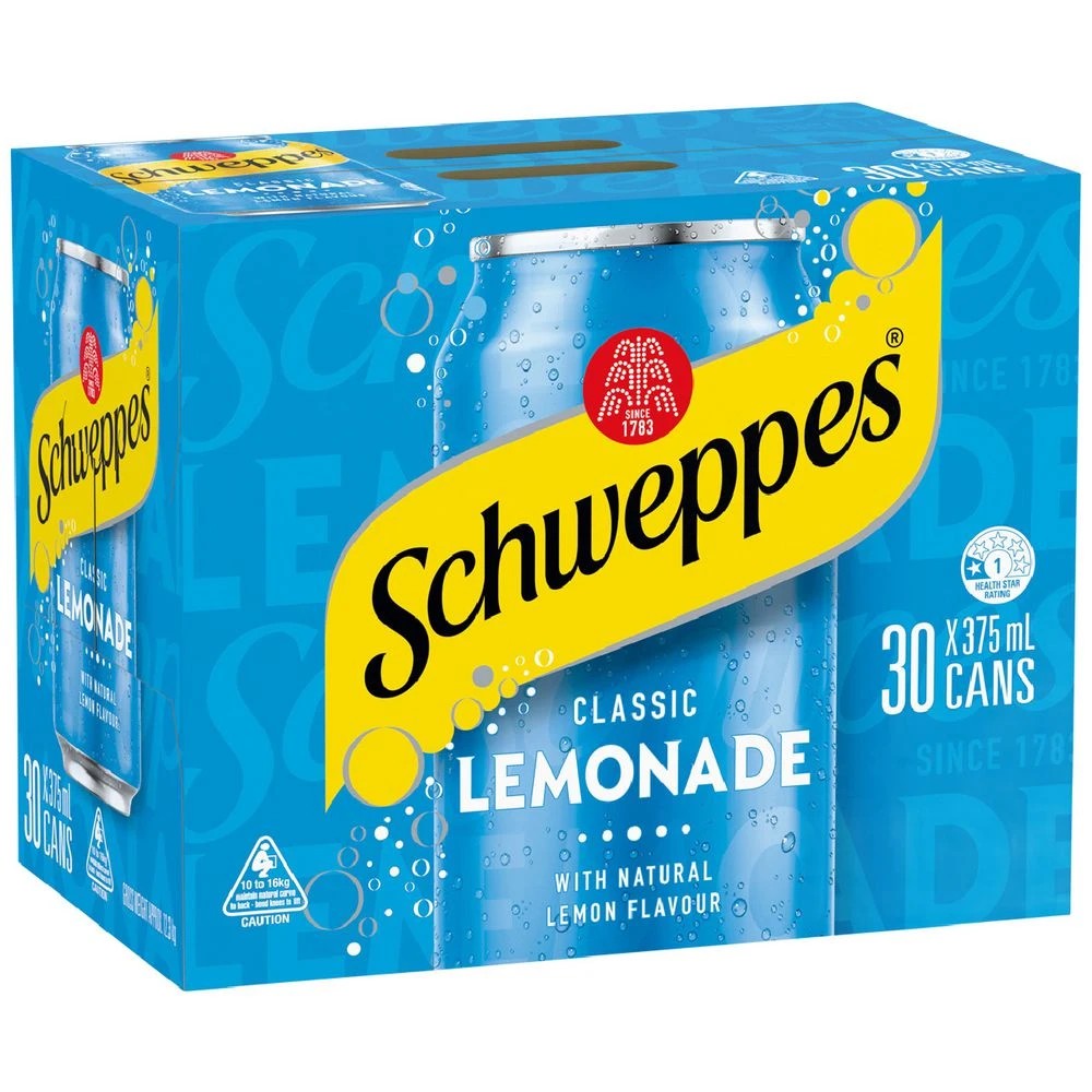 1 Schweppes Lemonade Cans 375mL 30 Pack, 1 of 2