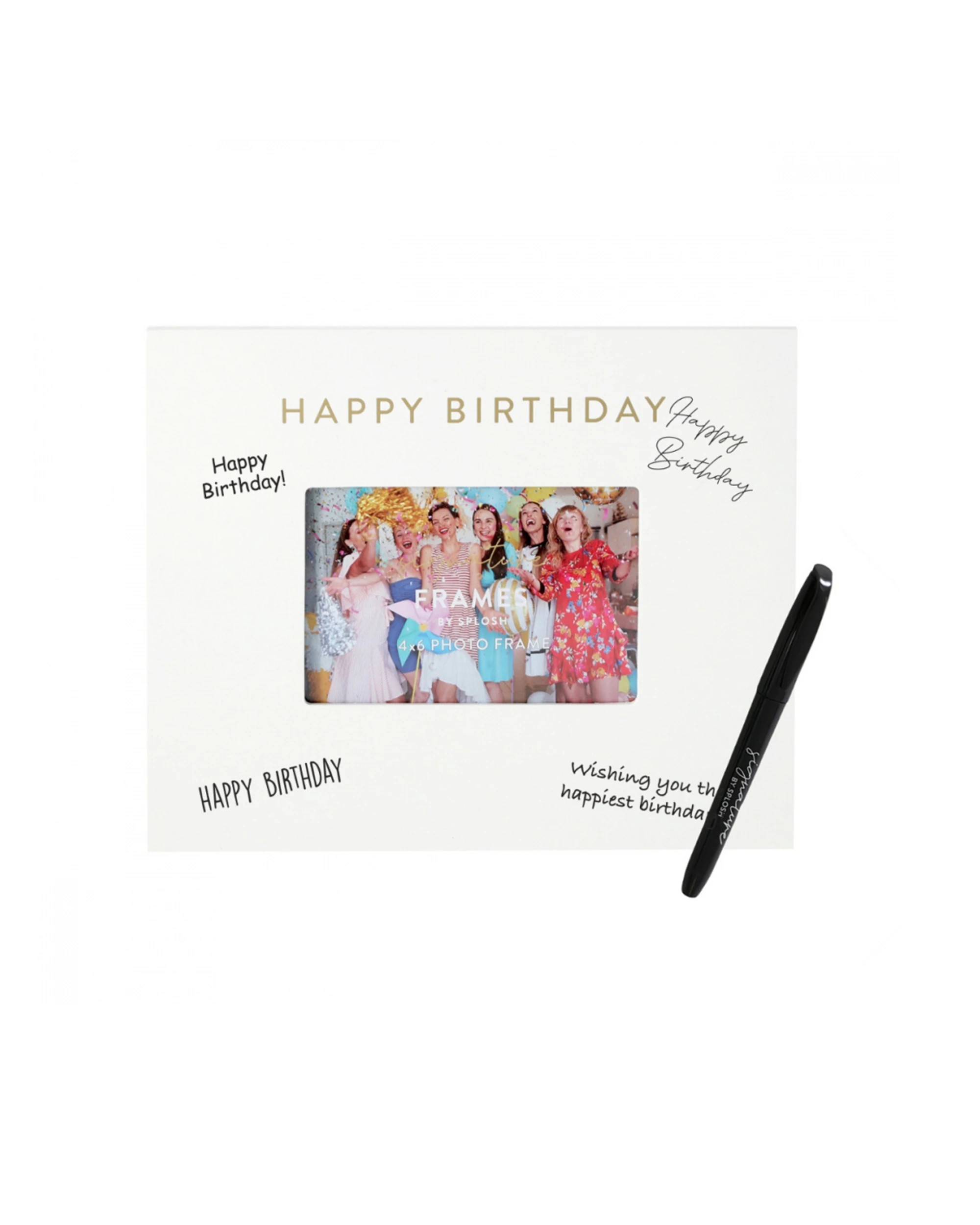 2 Splosh Happy Birthday Signature Photo Frame W/ Marker Home Decor 27.5x23cm White
 - White, 2 of 5