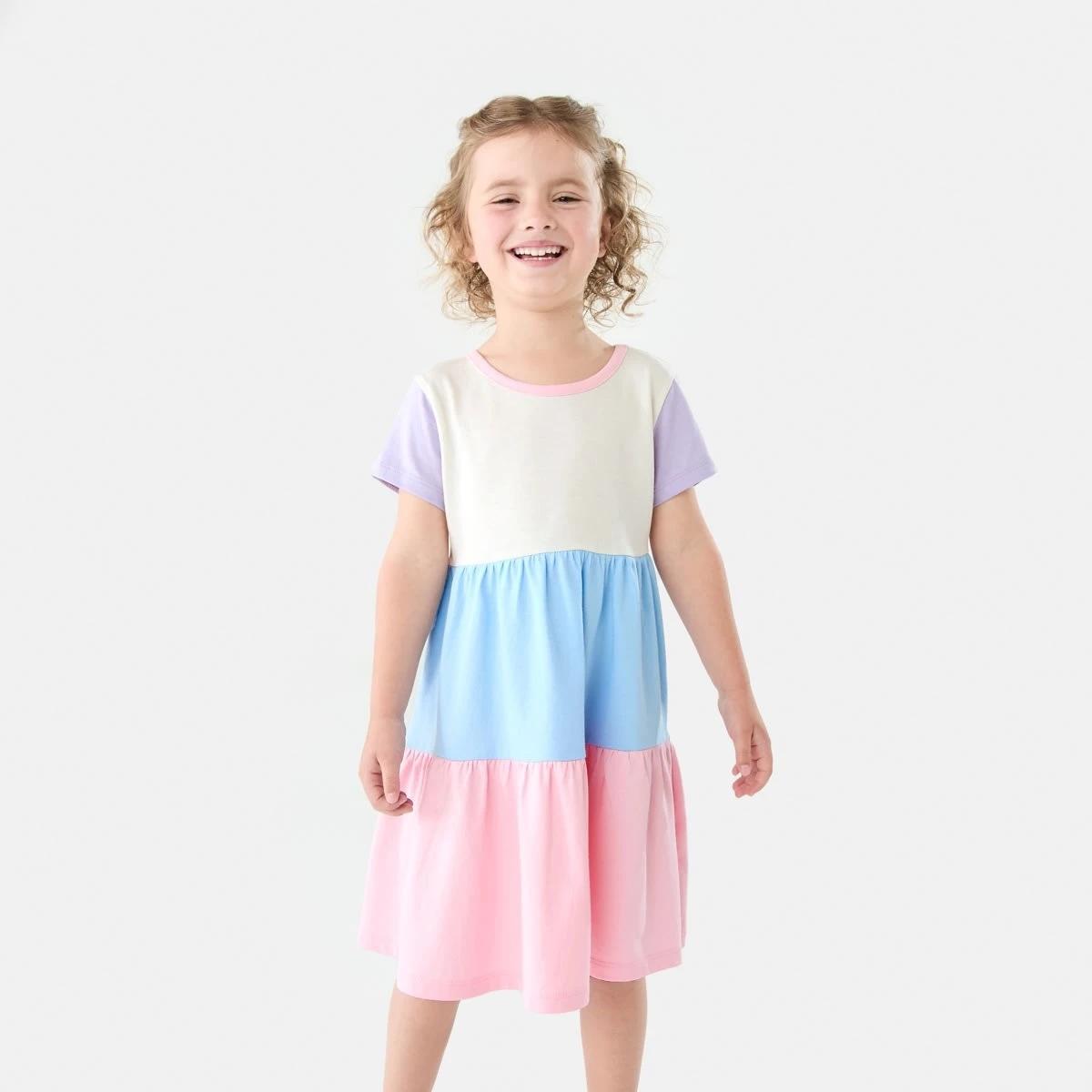 1 Short Sleeve Colour Block Jersey Dress Col Block, 1 of 10