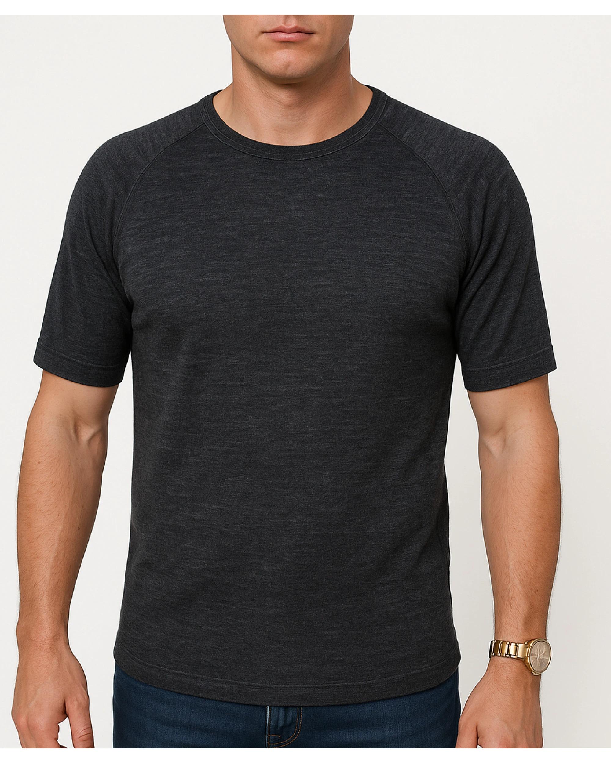 4 BR Home Mens Merino Wool Blend Short Sleeve Thermal Top in Black XXL BLACK, 4 of 4