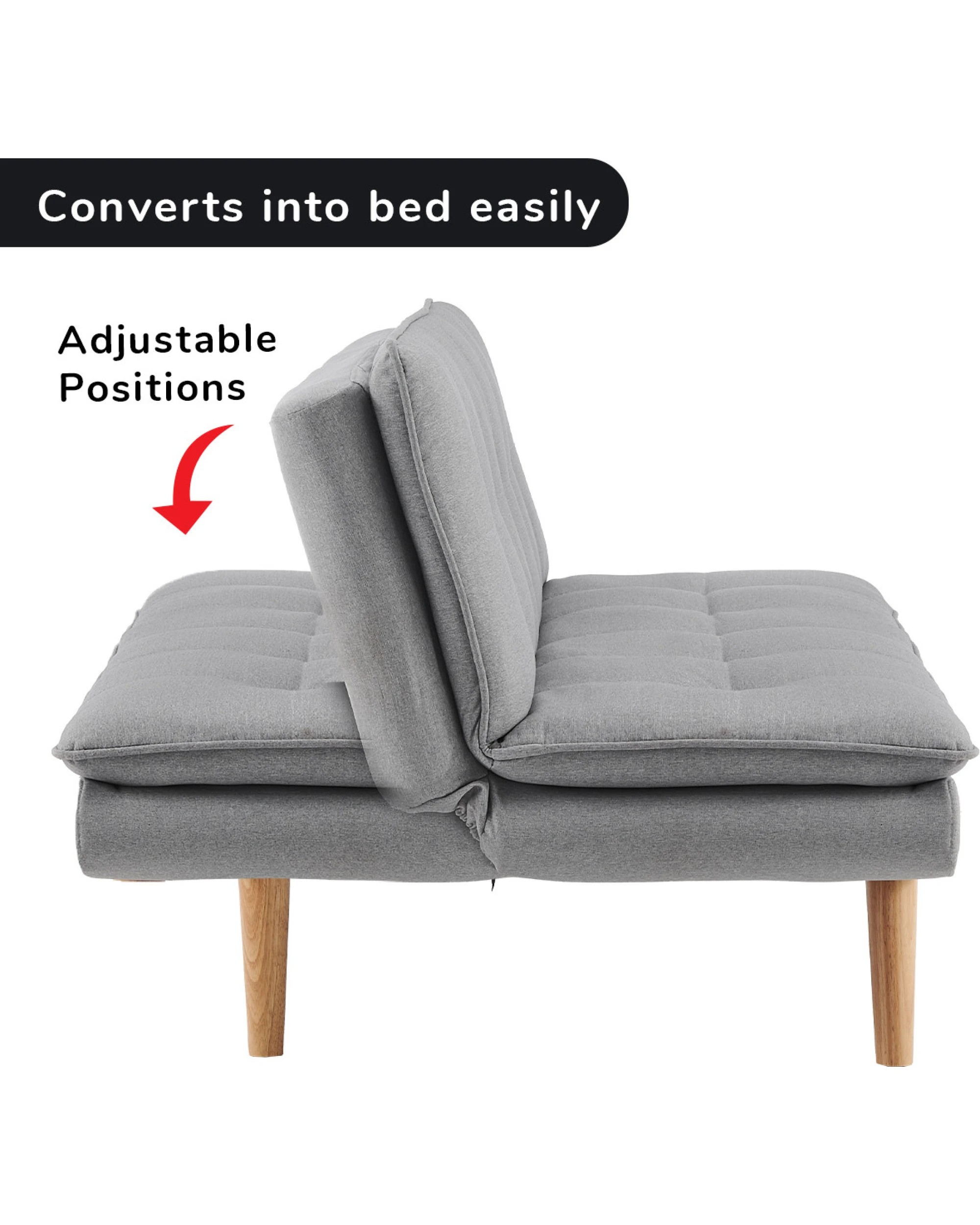 3 Sarantino 3 Seater Linen Couch Sofa Bed Lounge Futon - Light Grey, 3 of 10