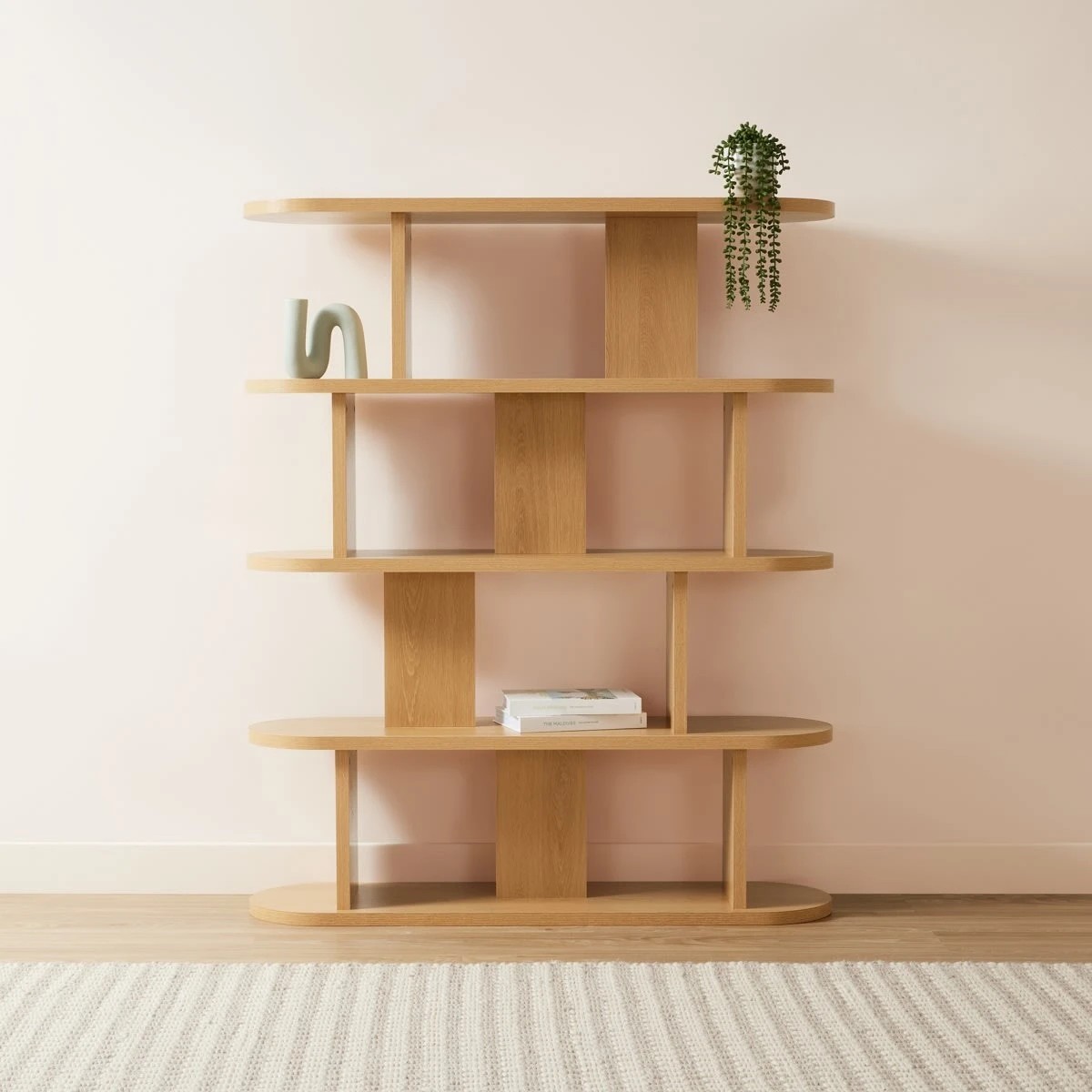 1 5 Tier Lozenge Bookshelf - Oak Look, 1 of 6