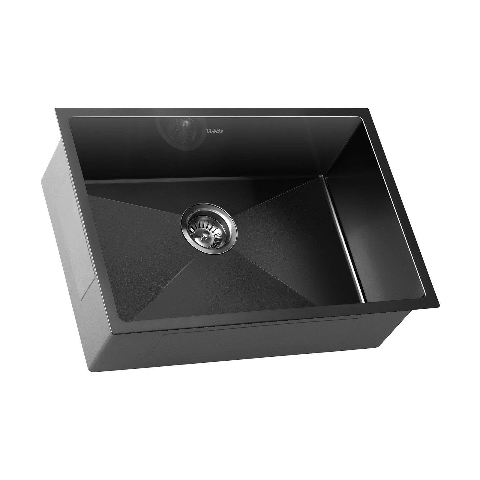 4 Welba Kitchen Sink Stainless Steel Basin Single Under/Top/Flush Mount 60X45CM - Black, 4 of 6