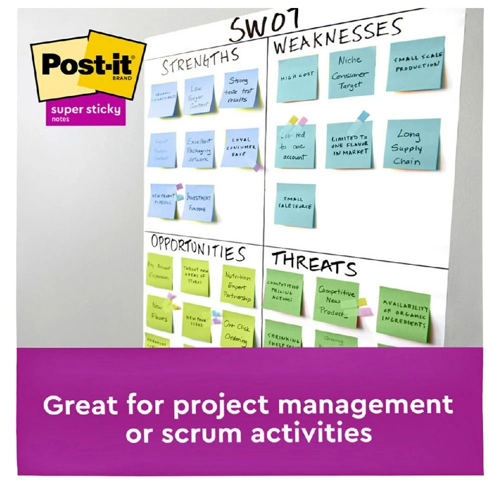 4 Post-it Super Sticky Notes 76x76mm Assorted 15 Pack, 4 of 9