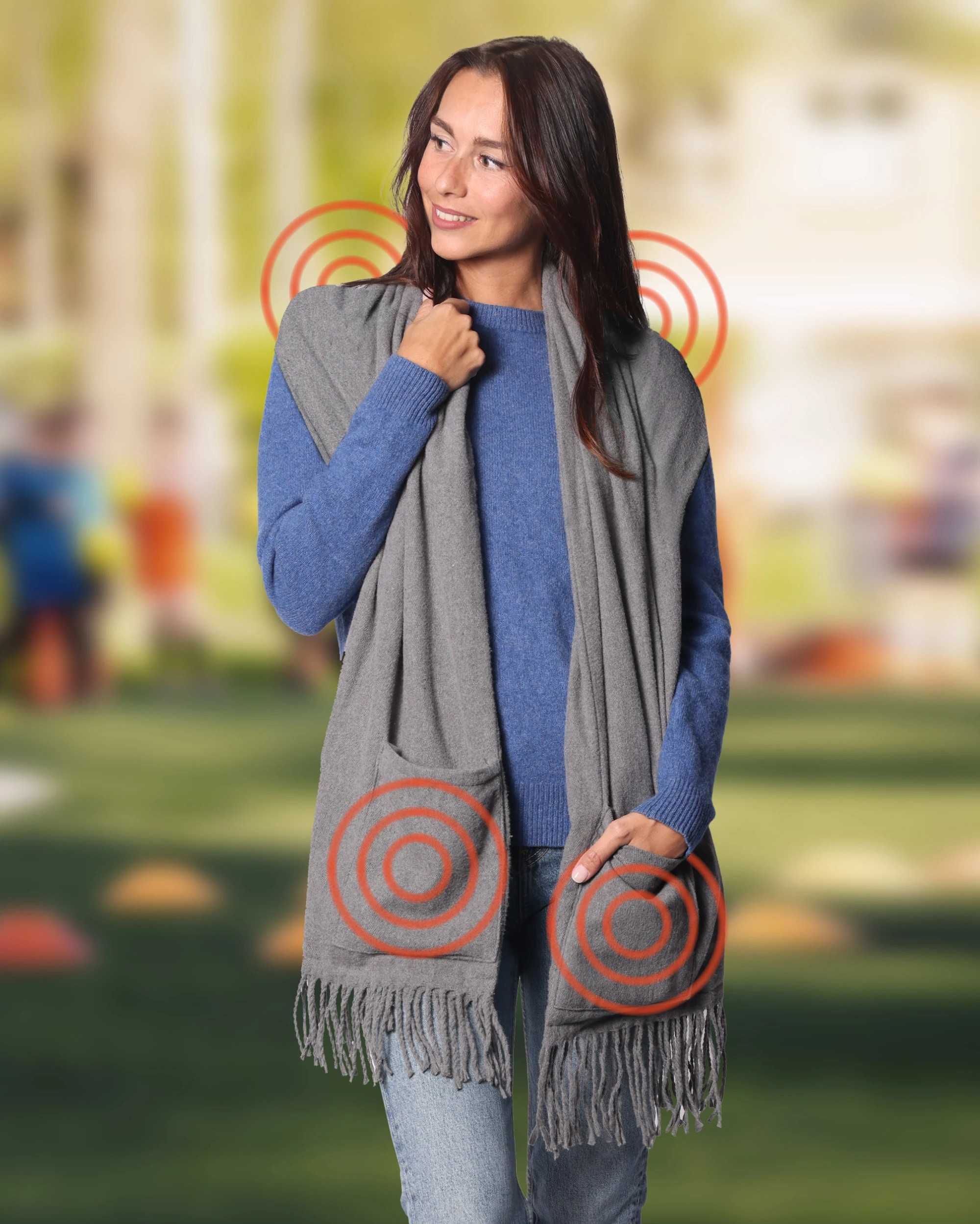 2 Sash and Bloom WinterWarm Heated Scarf Grey Portable Super-Soft Heated Scarf with Built-In Pockets, 2 of 6