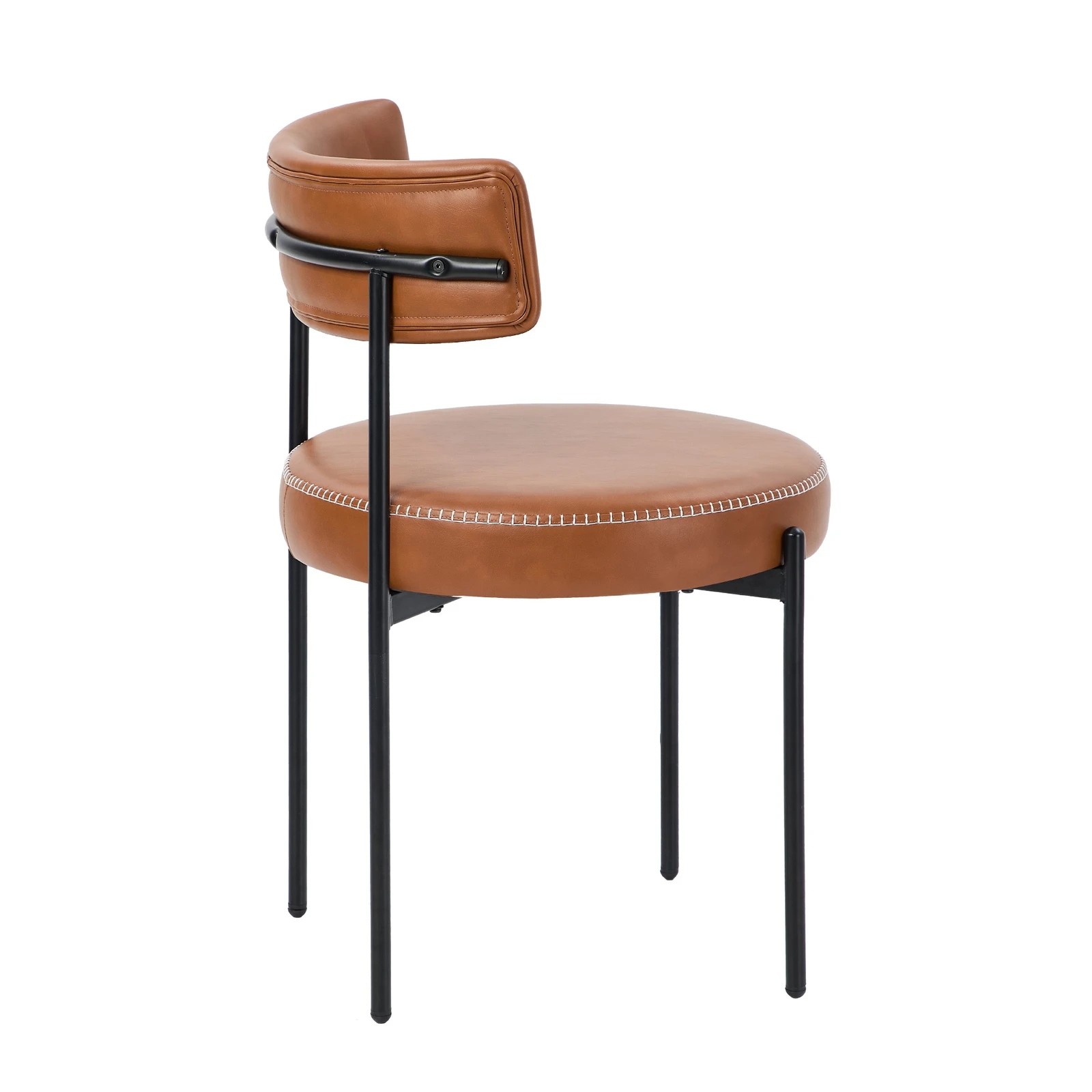 8 Oikiture 2x Dining Chair Round Kitchen Lounge Seats PU Leather - Brown, 8 of 9