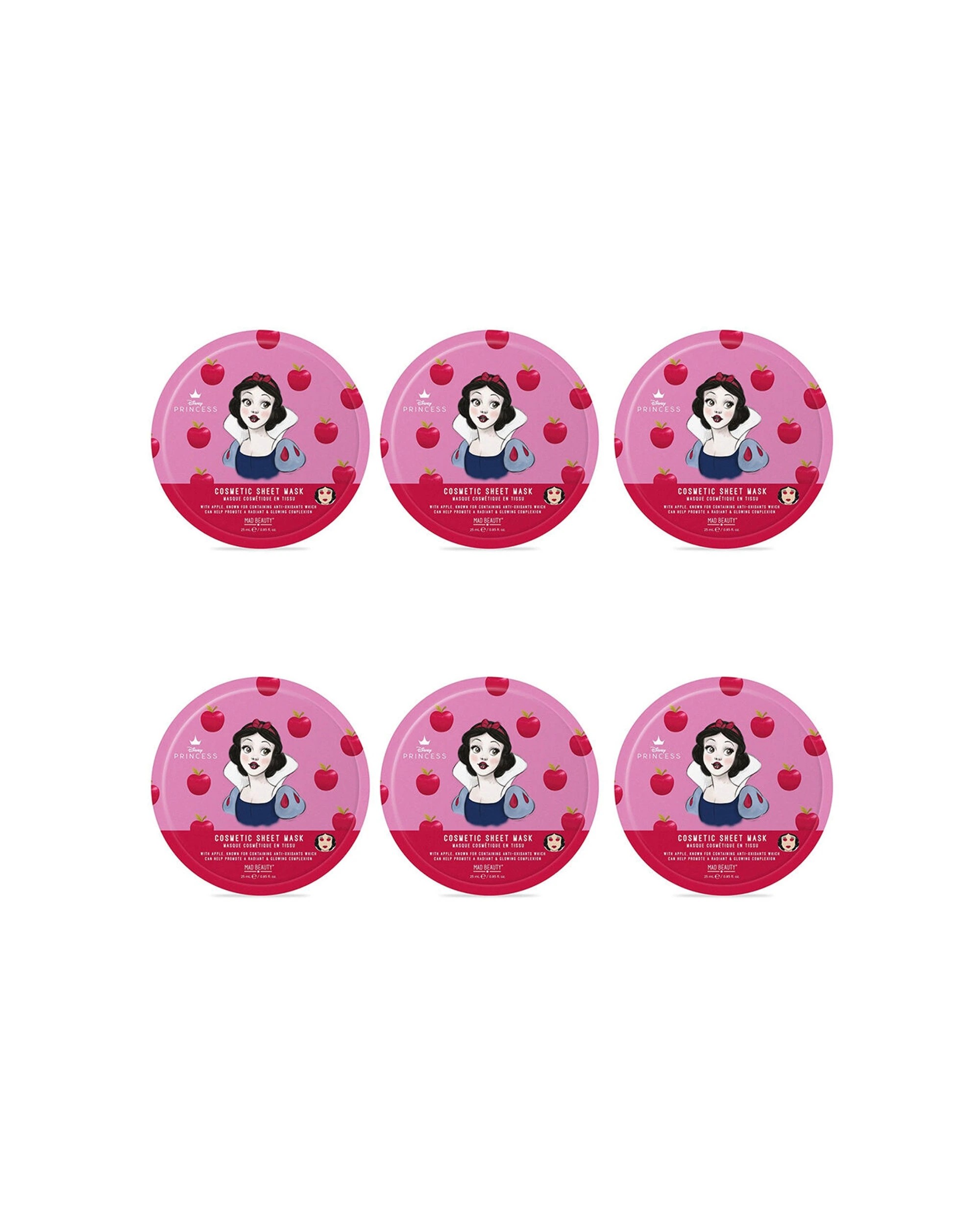 1 Disney 6PK Snow Cosmetic Scented Skincare Sheet Face Mask 25ml Apple - Multi, 1 of 3