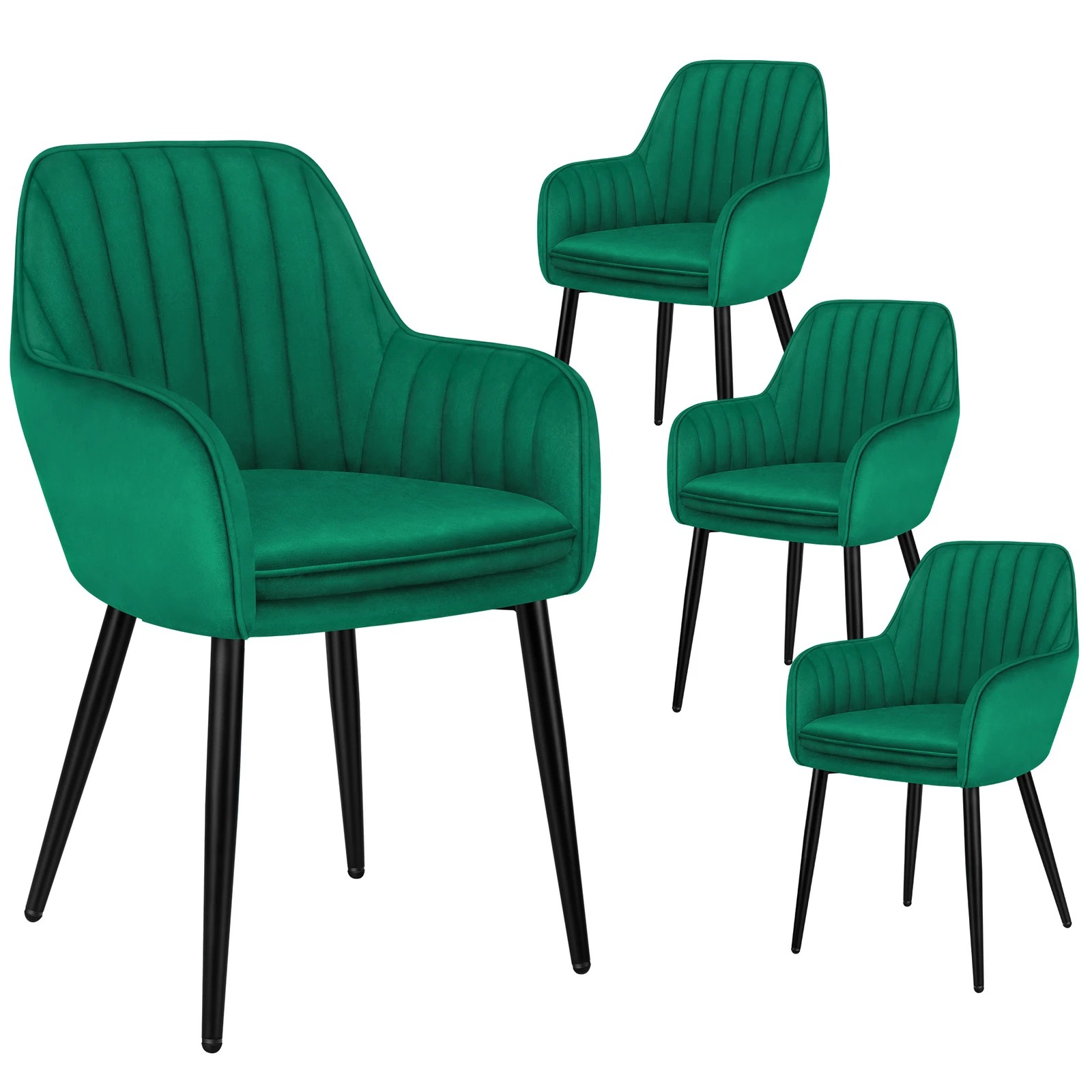 1 Alfordson 4x Dining Chair Armchair Kitchen Lounge Padded Seat Sofa Velvet - Green, 1 of 10