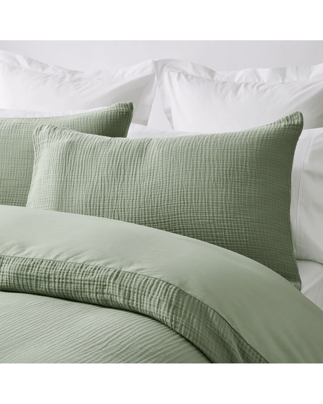 2 Muslin Cotton Quilt Cover Set - Super King Bed, Seagrass, 2 of 6