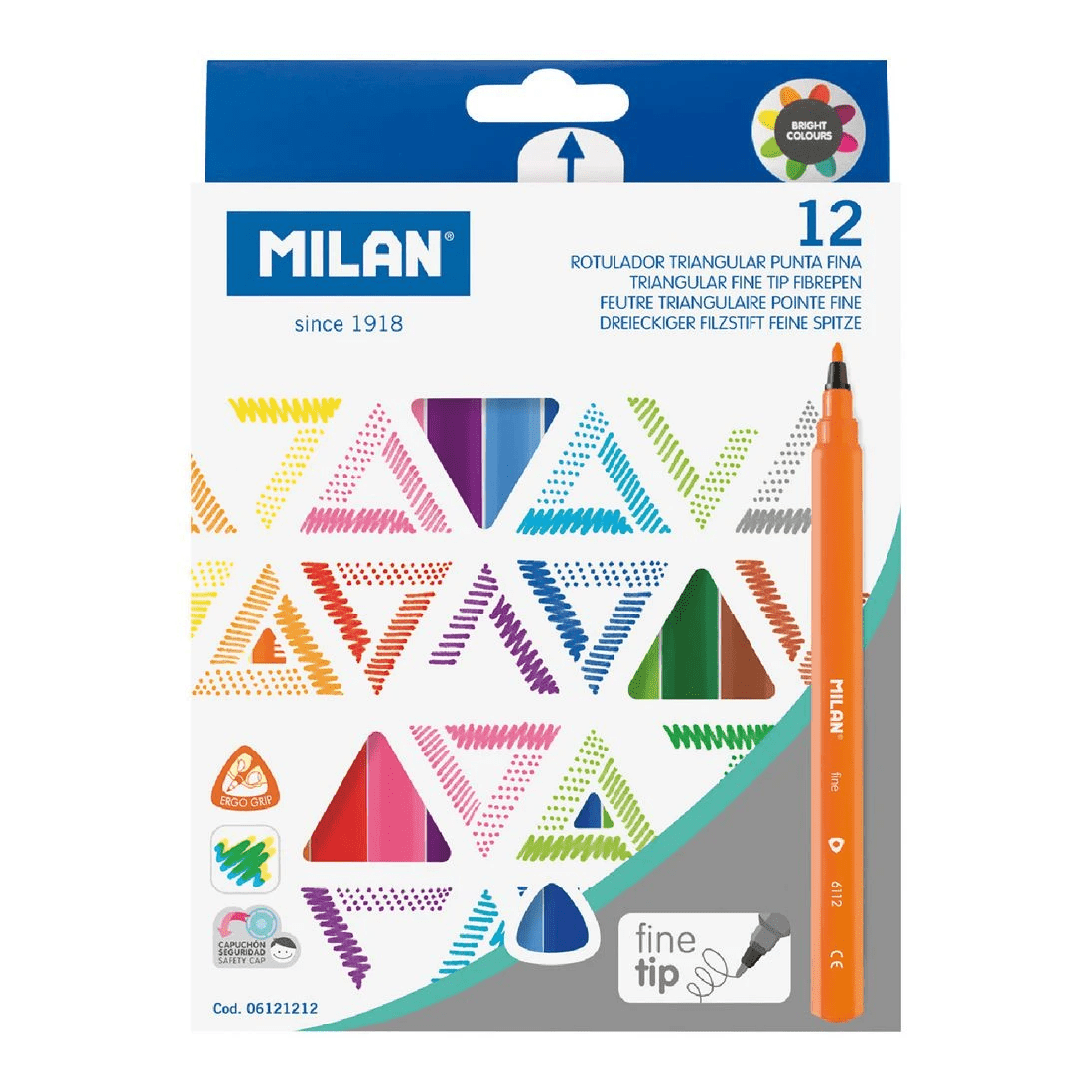 1 Milan Triangular Fine-Tip Fibre Pens 12 Pack, 1 of 4