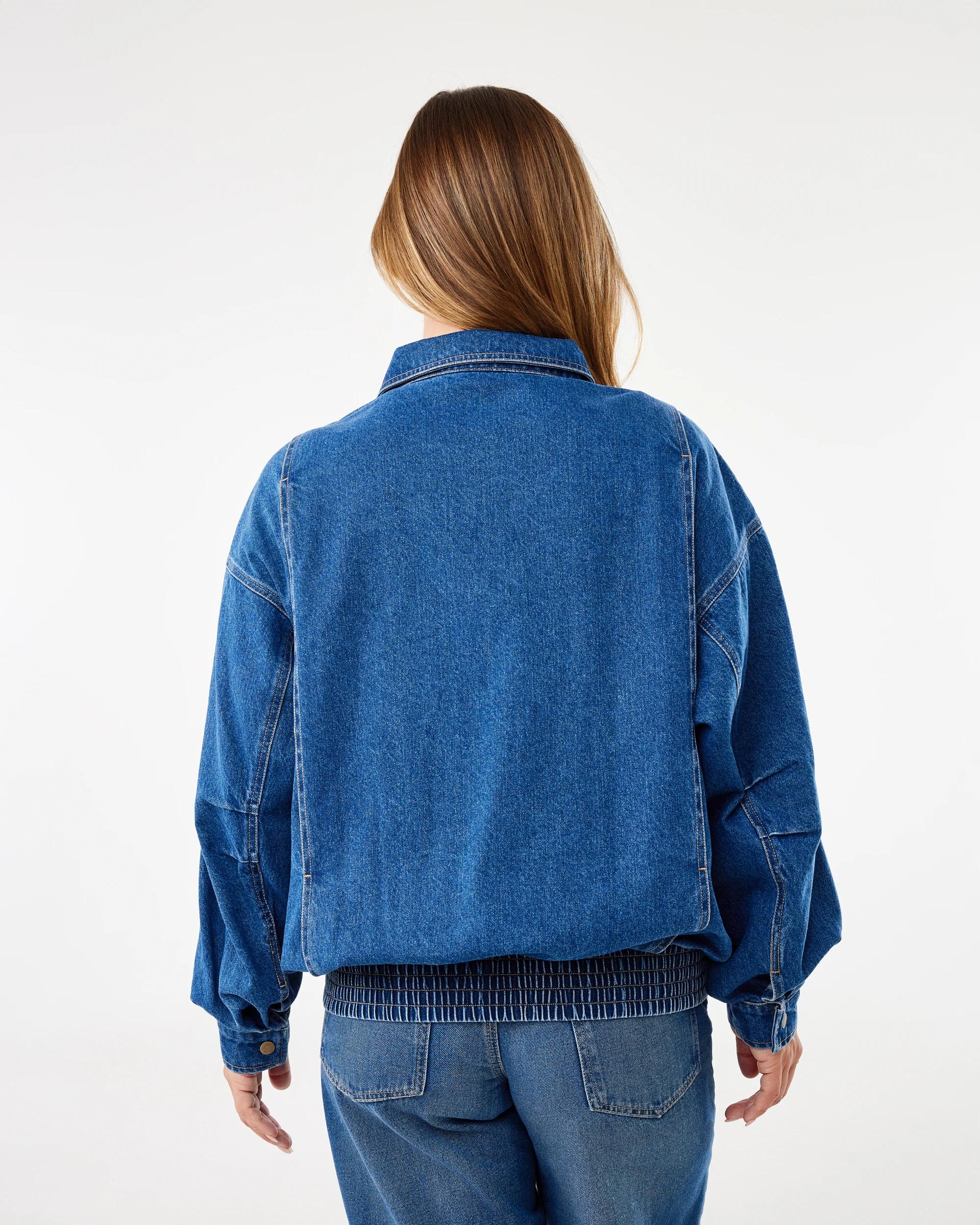 4 Oversized Denim Bomber Jacket Mid Wash, 4 of 7