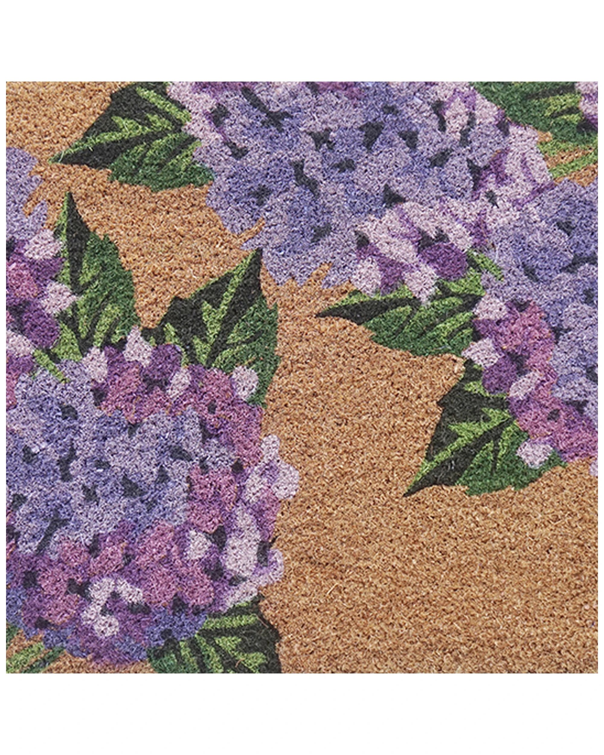3 Solemate PVC Backed Coir Hydrangea 45x75cm Slim Outdoor Stylish Doormat - Natural, 3 of 4