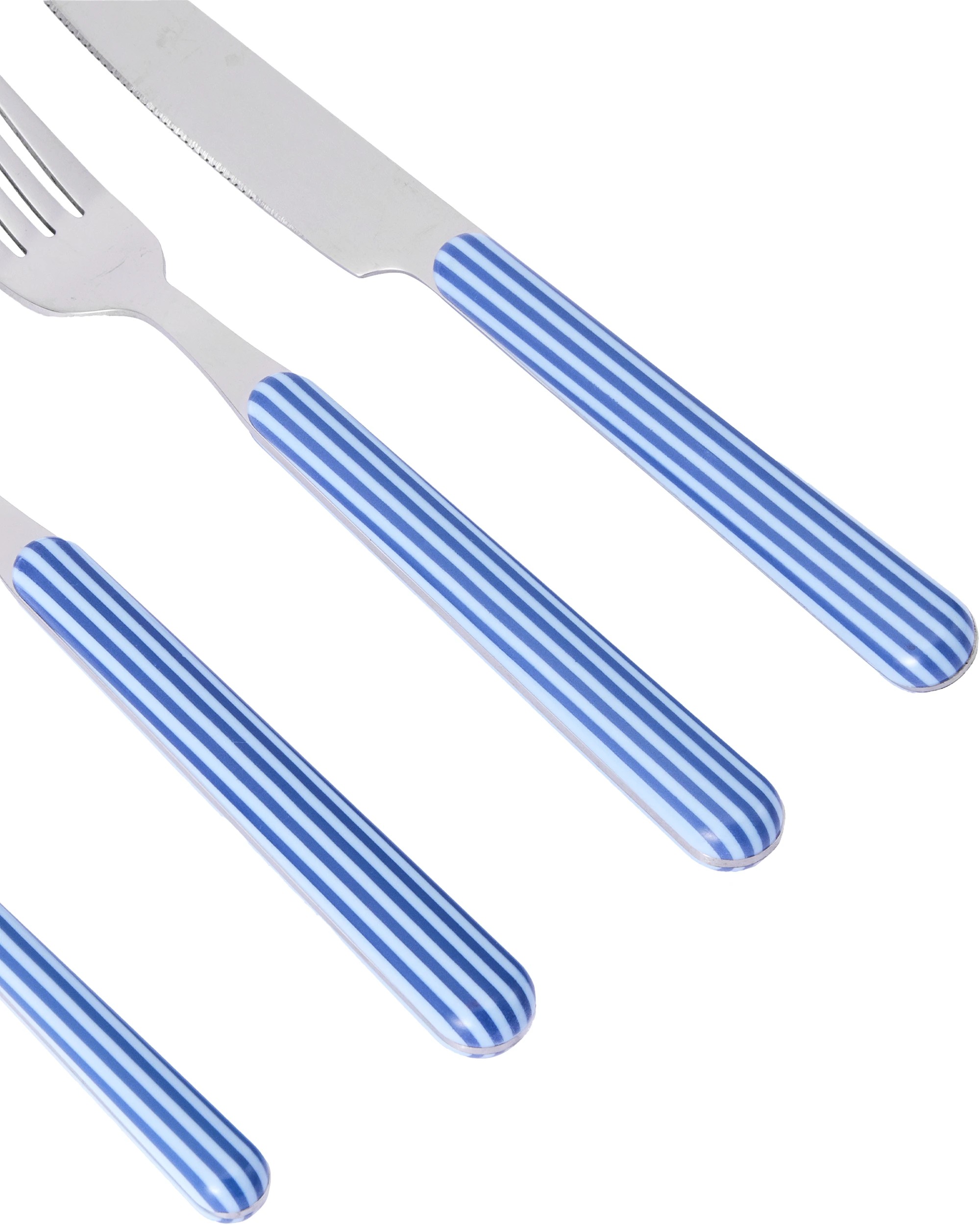 3 16 Piece Blue Stripe Cutlery Set, 3 of 5
